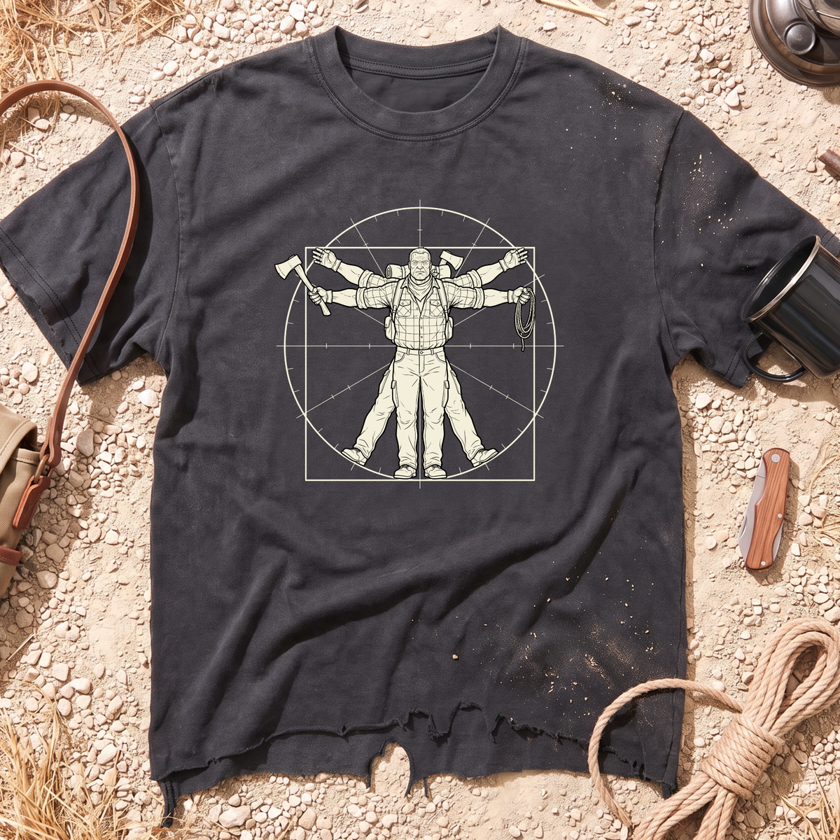 Vitruvian Camper Torn Hem T-Shirt