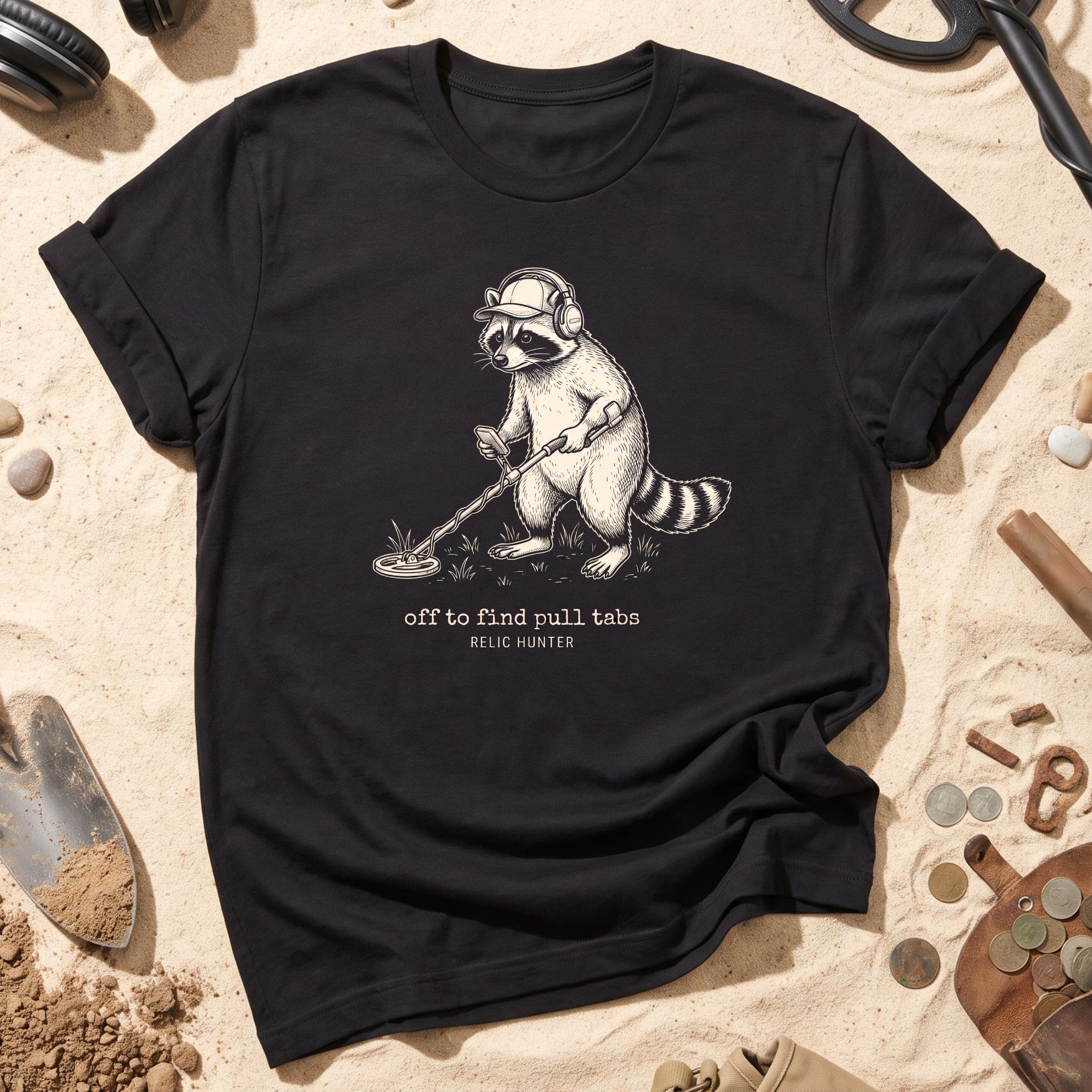 Off to Find Pull Tabs Raccoon T-shirt