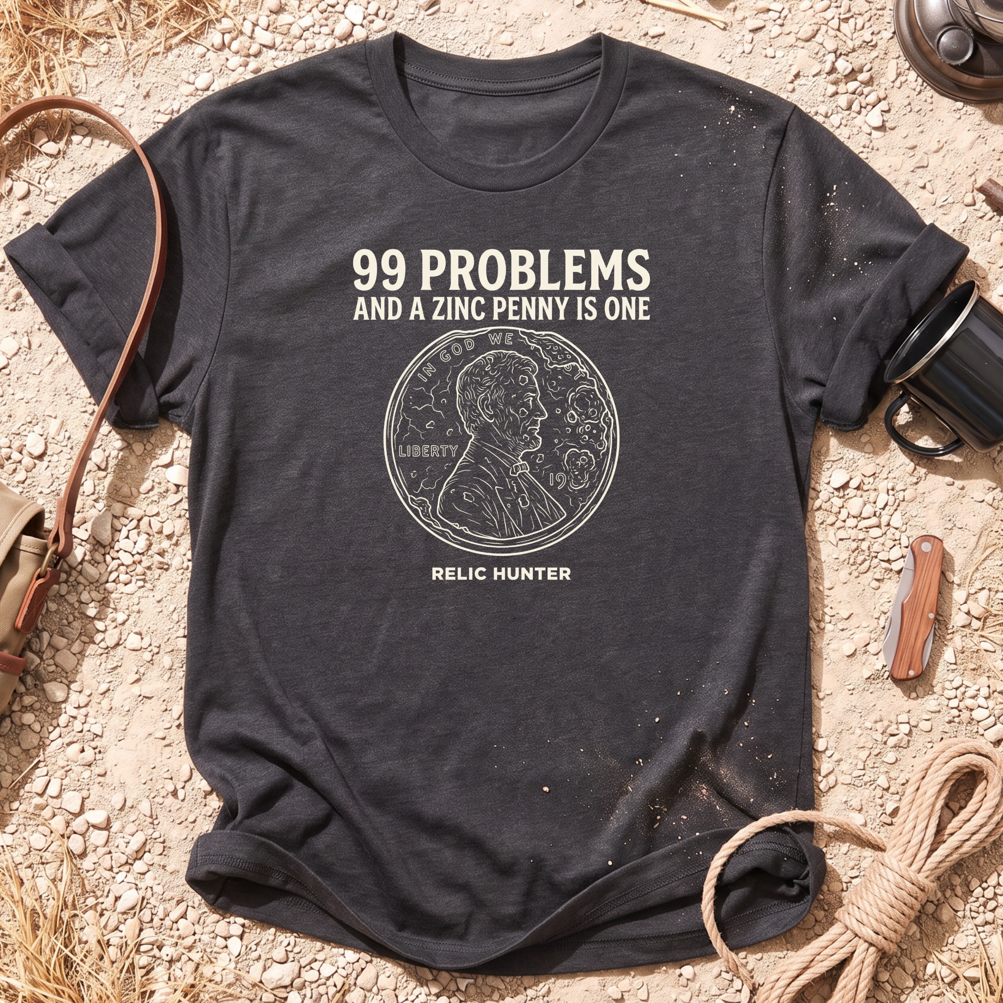 99 Problems Zinc Penny Metal Detecting T-shirt