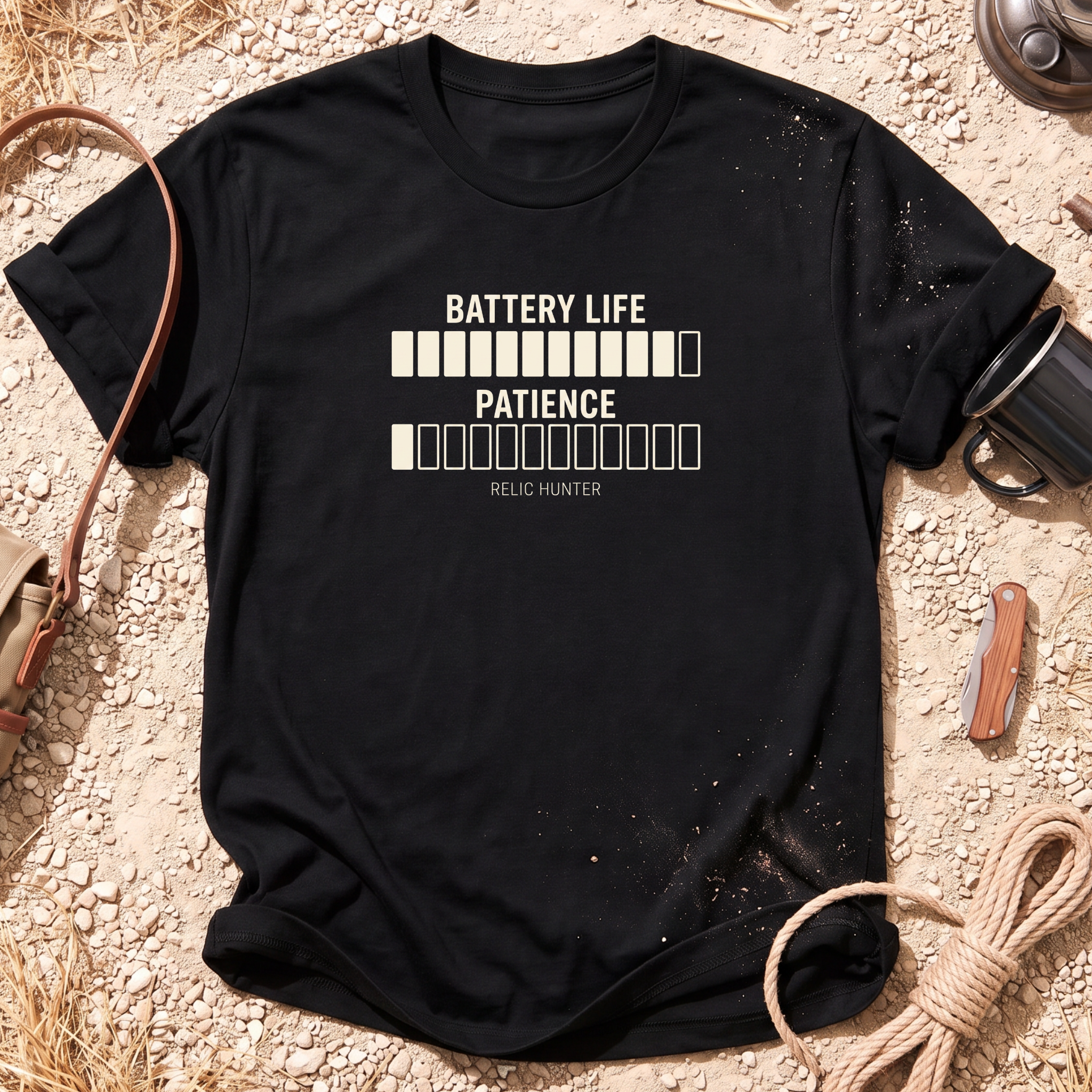 Battery Life vs Patience Metal Detecting T-Shirt