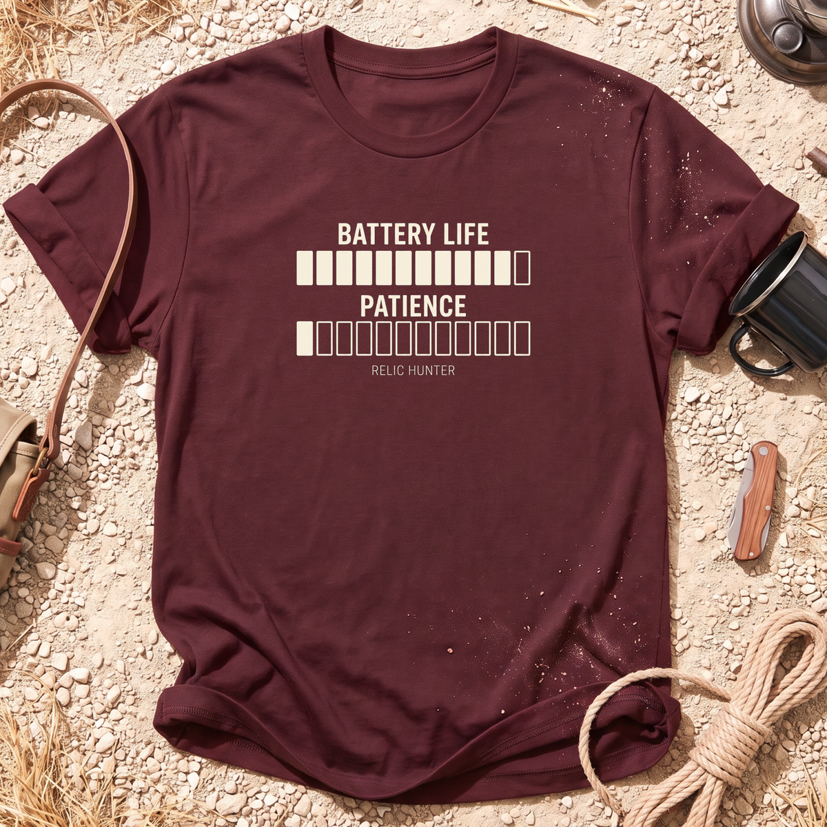 Battery Life vs Patience Metal Detecting T-Shirt