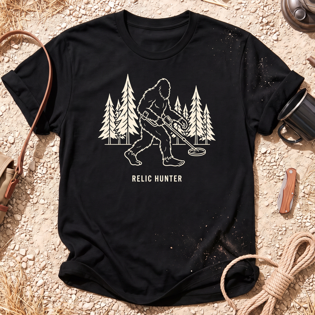 Bigfoot Hunts Metal Detecting T-Shirt