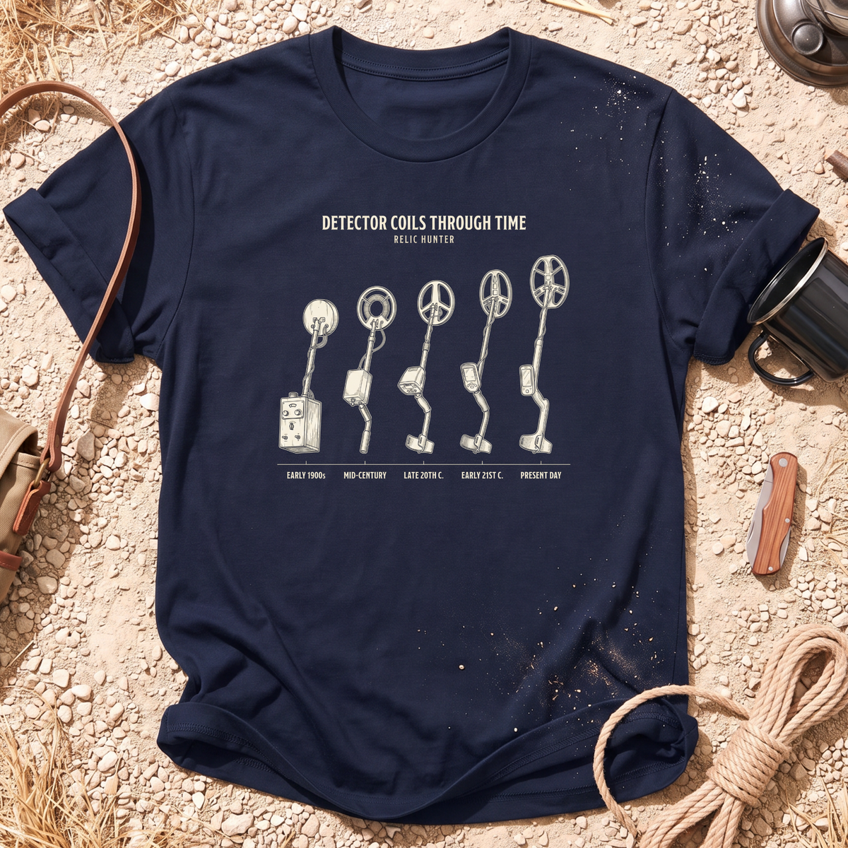 Detector Coils Through Time Metal Detecting T-Shirt