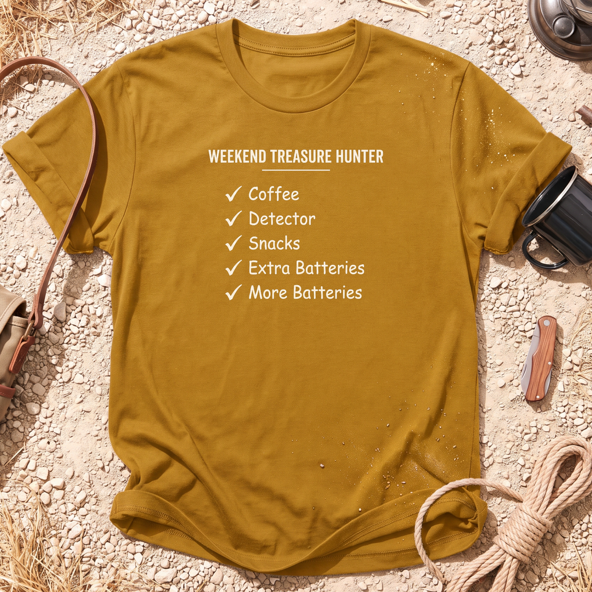 Weekend Treasure Hunter Checklist Cotton Metal Detecting T-Shirt