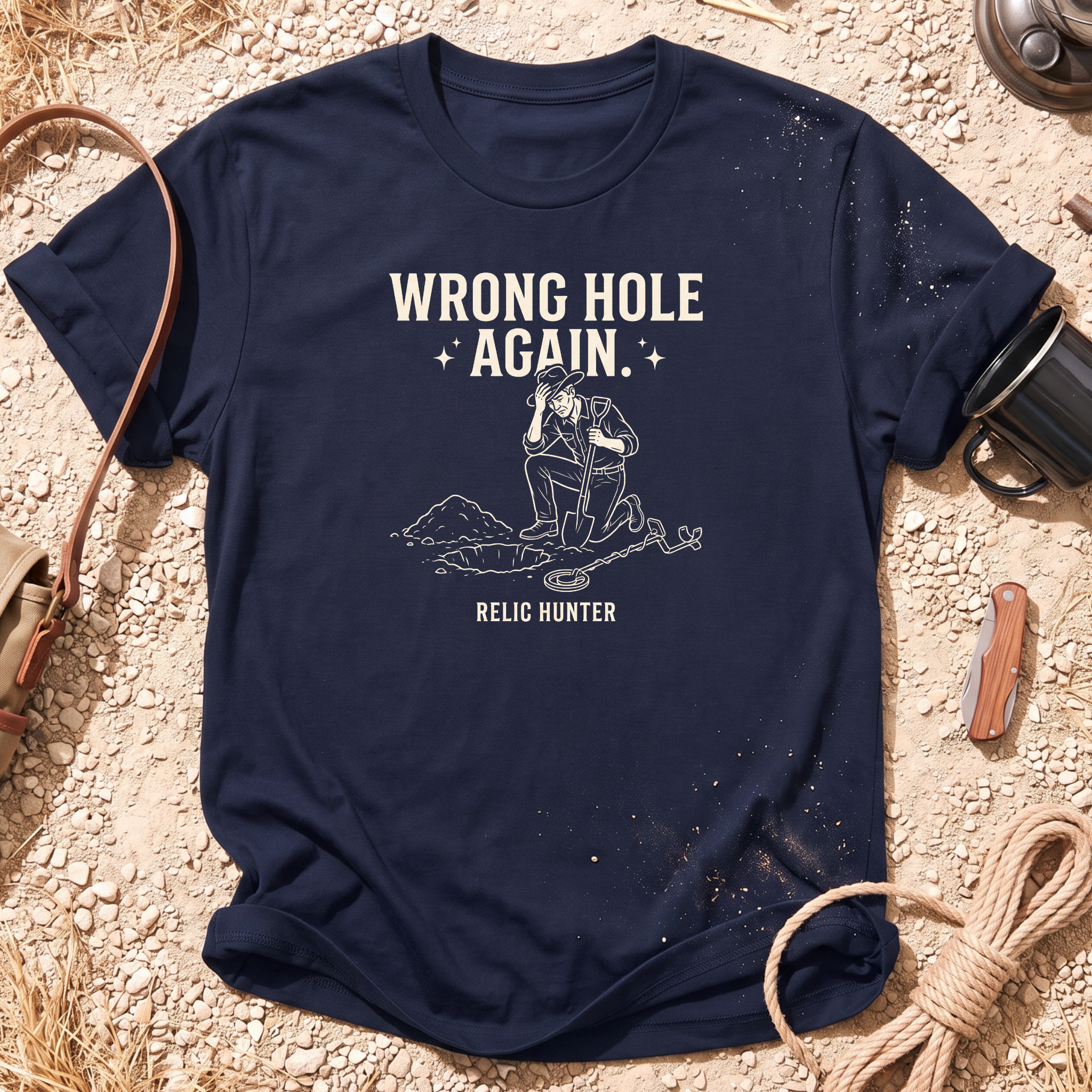Wrong Hole Again Cotton Metal Detecting T-Shirt