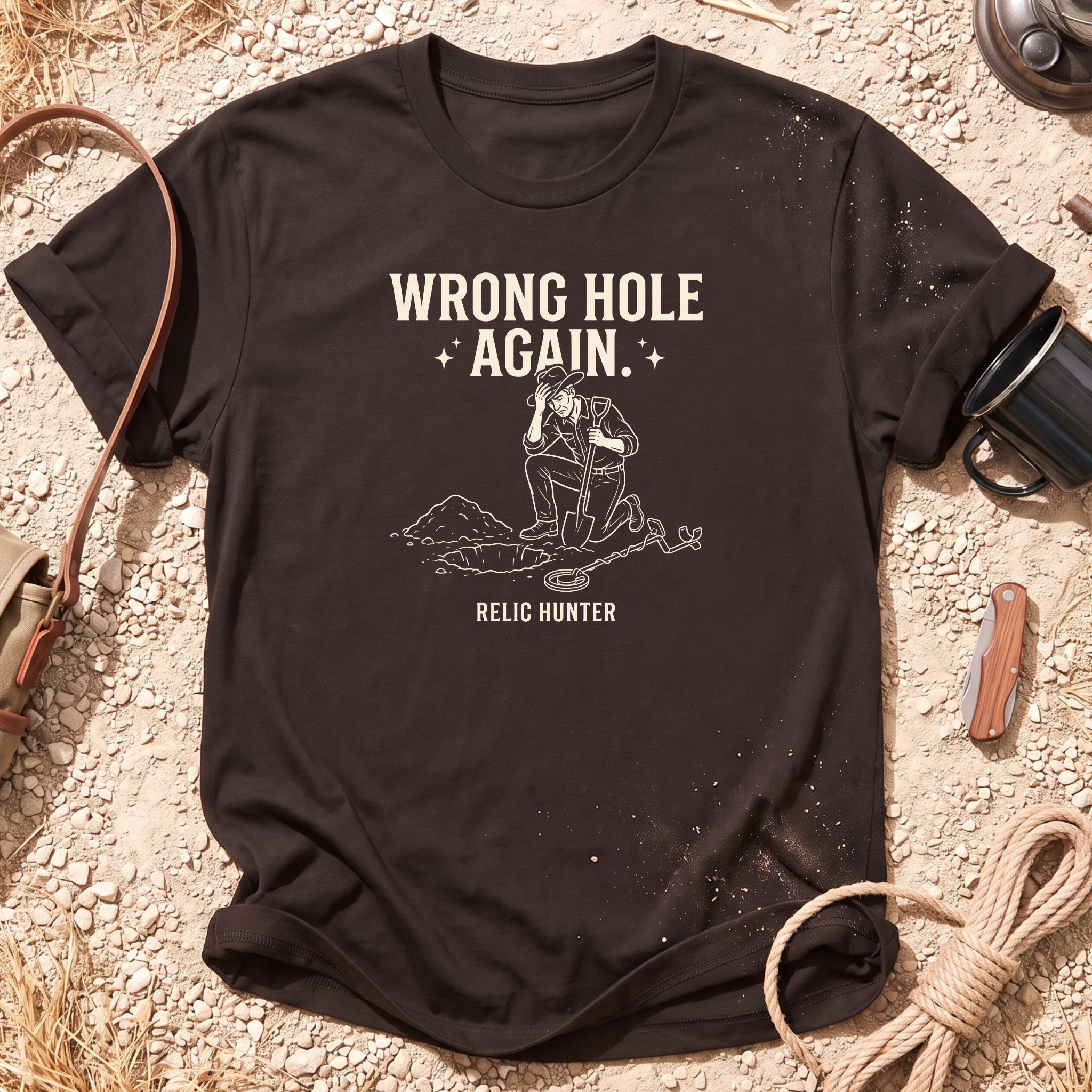 Wrong Hole Again Cotton Metal Detecting T-Shirt