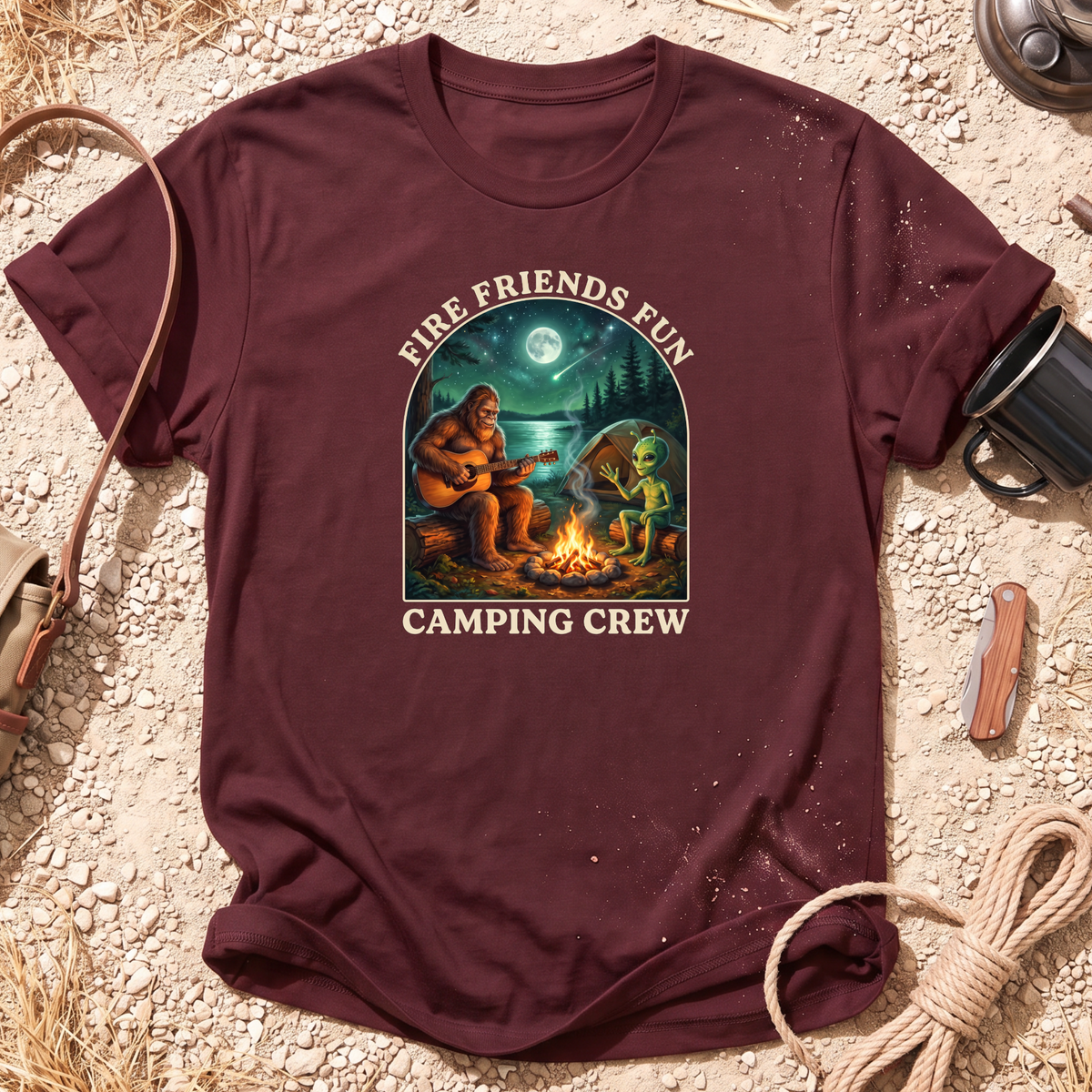 Camping Crew Bigfoot and Alien T-Shirt
