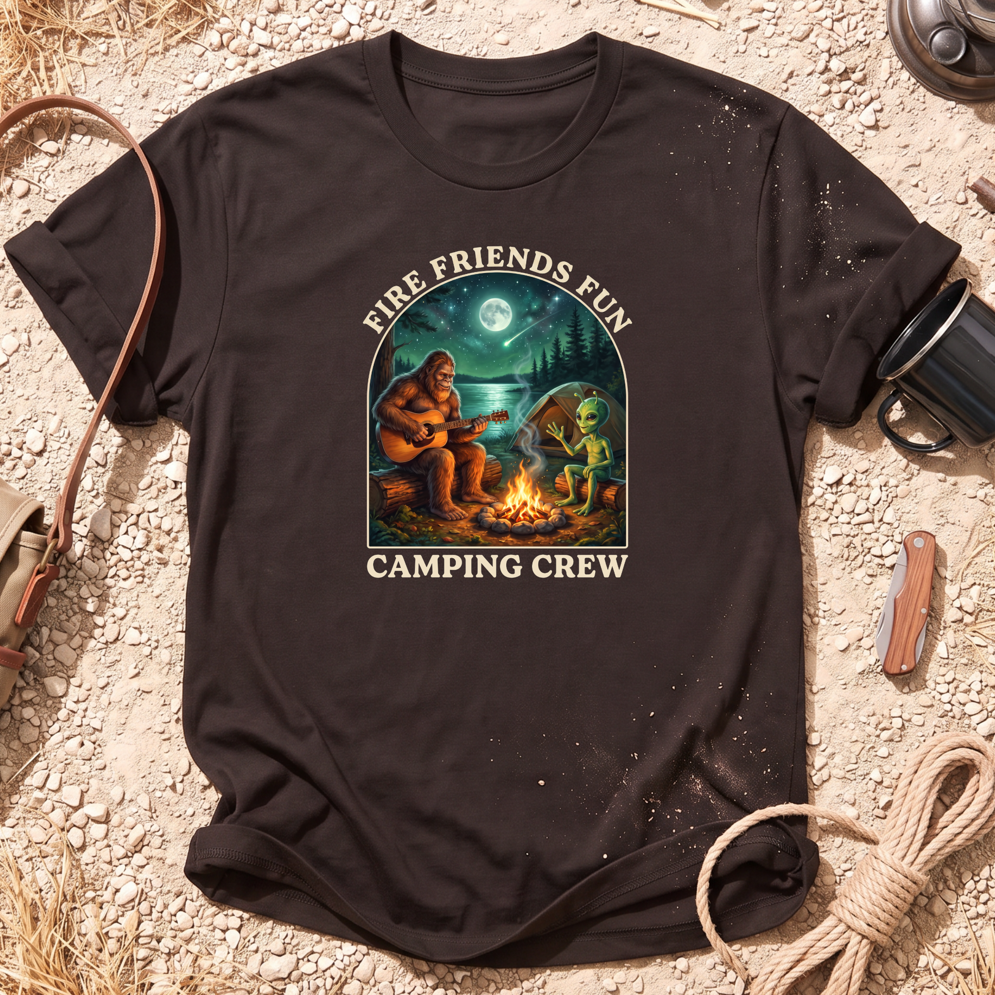 Camping Crew Bigfoot and Alien T-Shirt