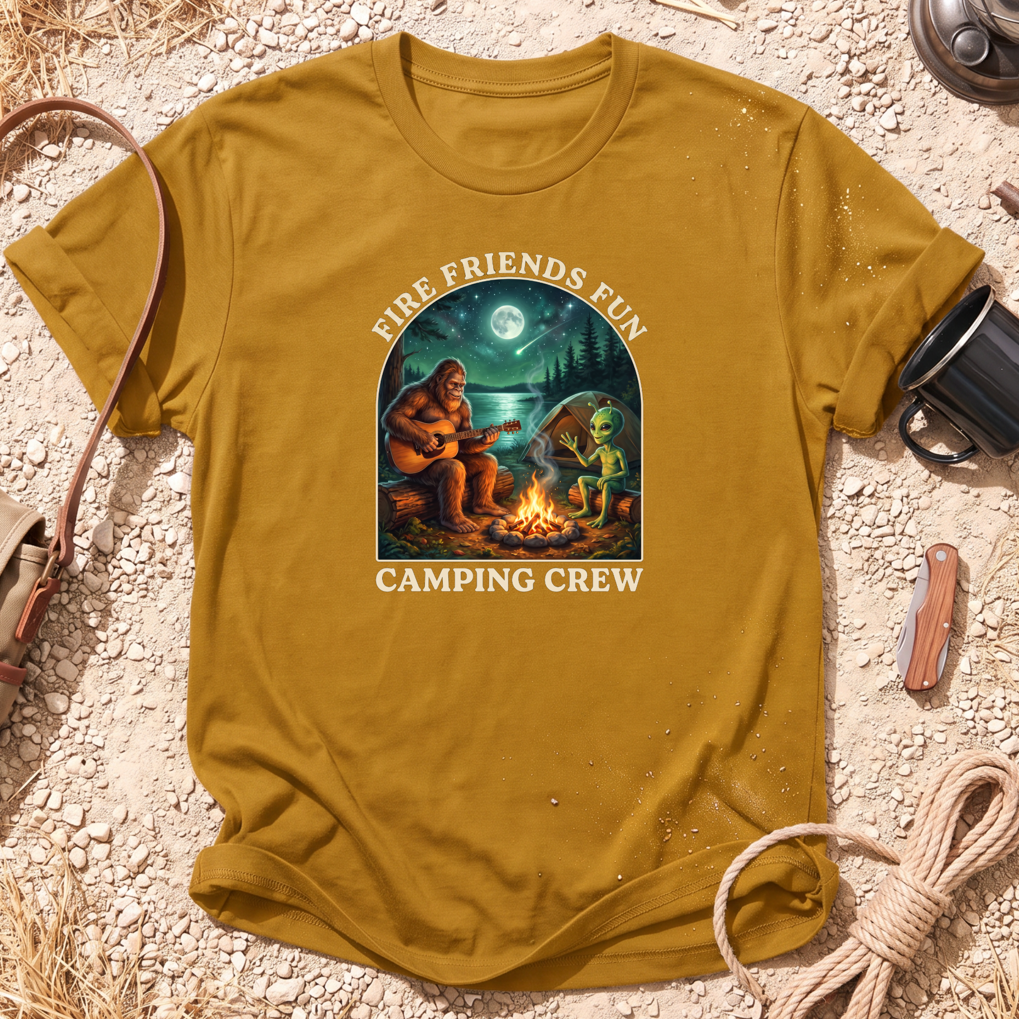 Camping Crew Bigfoot and Alien T-Shirt