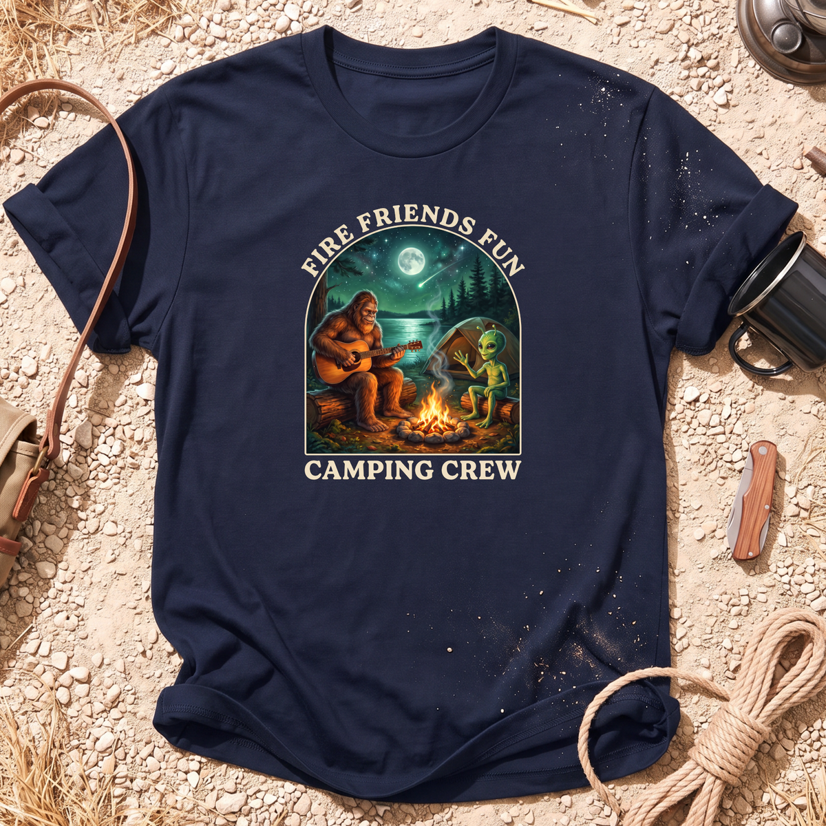 Camping Crew Bigfoot and Alien T-Shirt