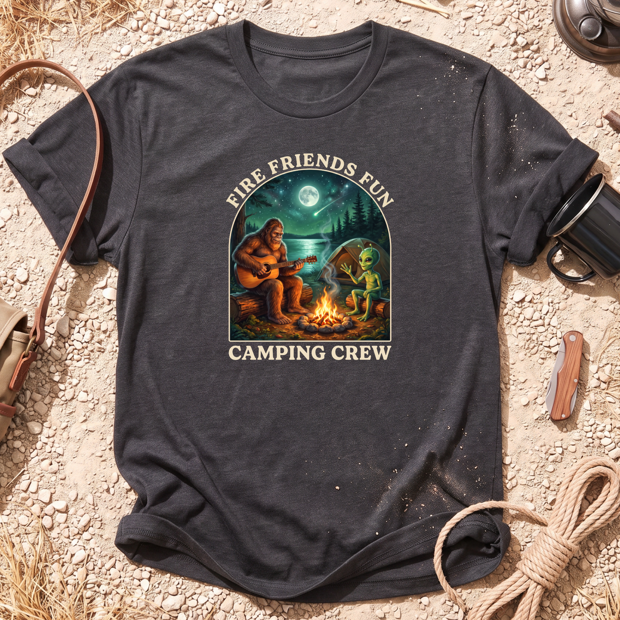 Camping Crew Bigfoot and Alien T-Shirt