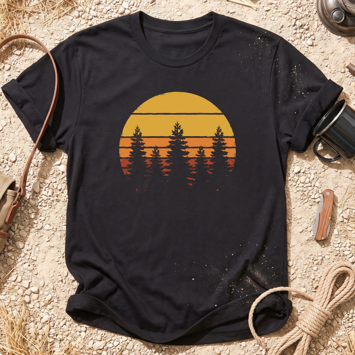 Vintage Tree Silhouette Camping T-Shirt