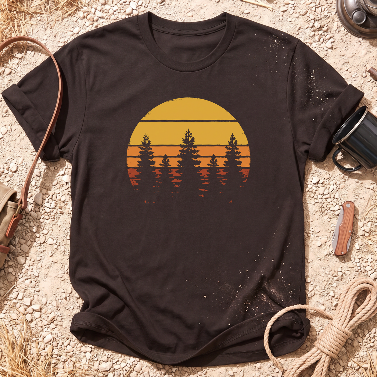 Vintage Tree Silhouette Camping T-Shirt