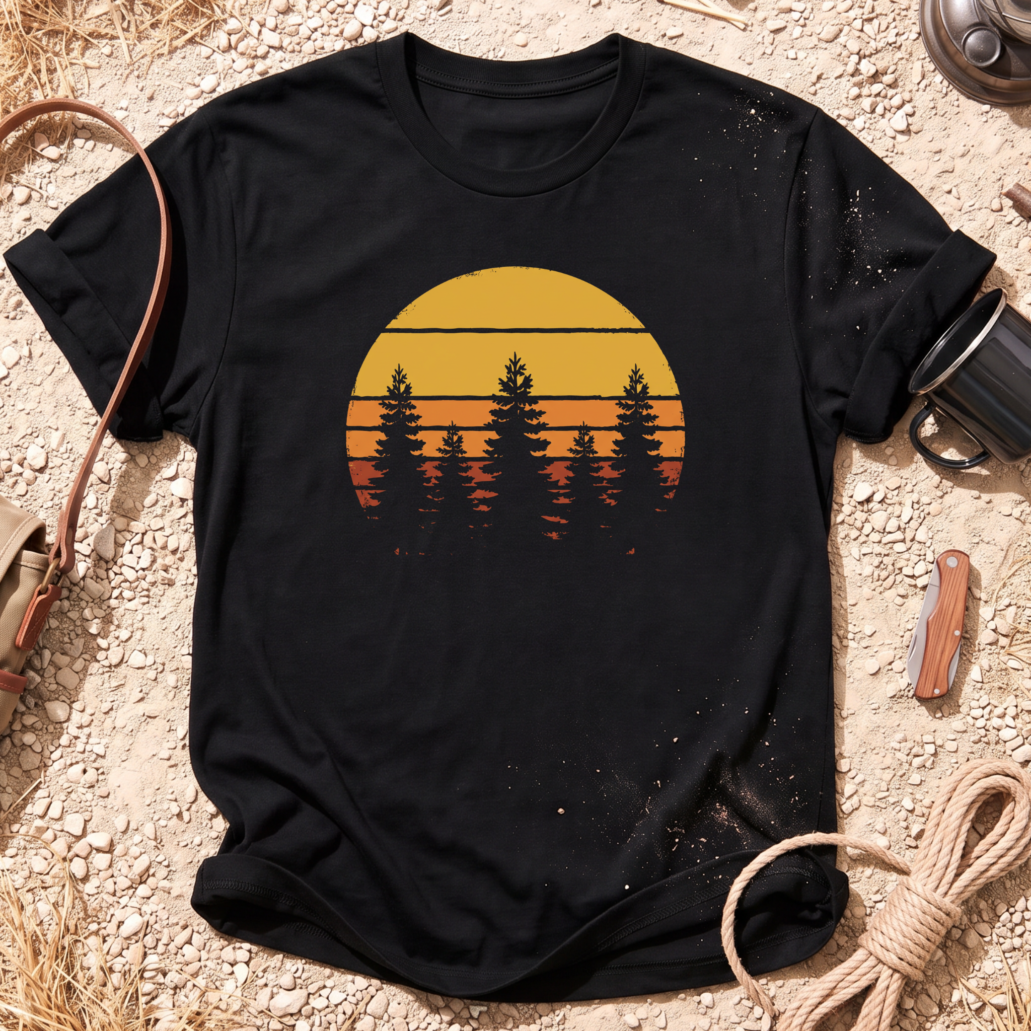 Vintage Tree Silhouette Camping T-Shirt