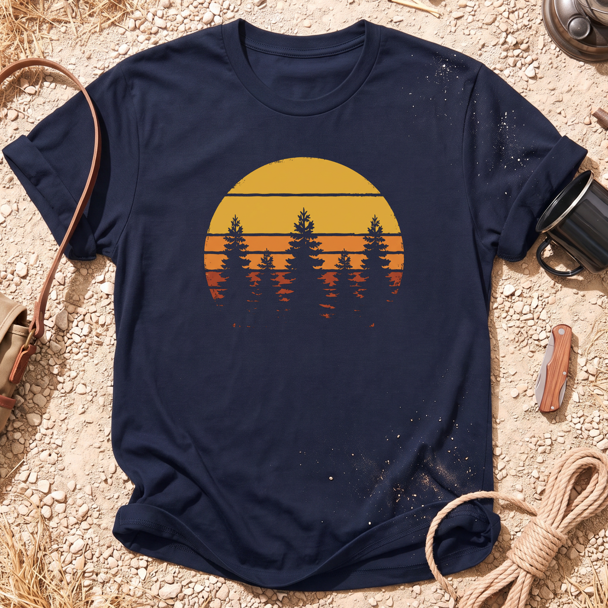 Vintage Tree Silhouette Camping T-Shirt