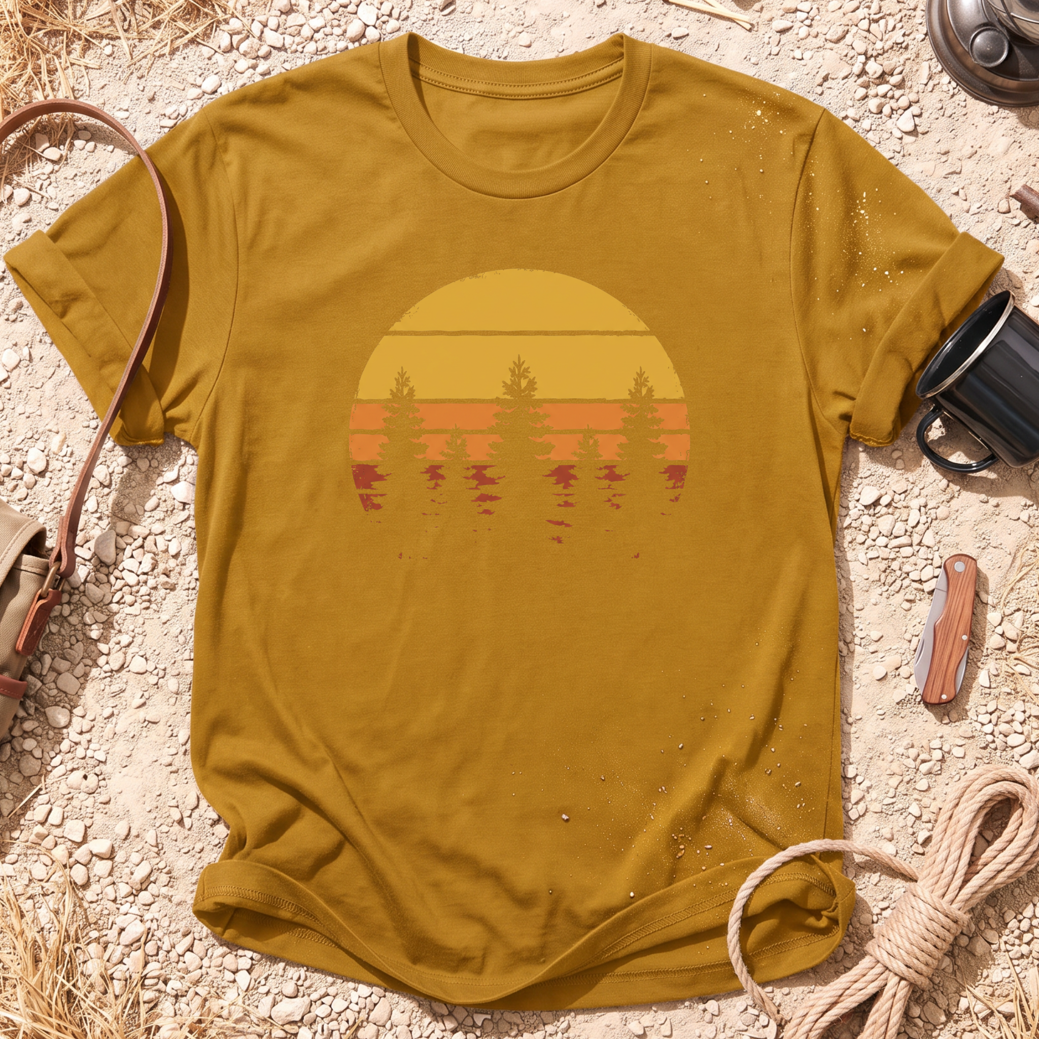 Vintage Tree Silhouette Camping T-Shirt