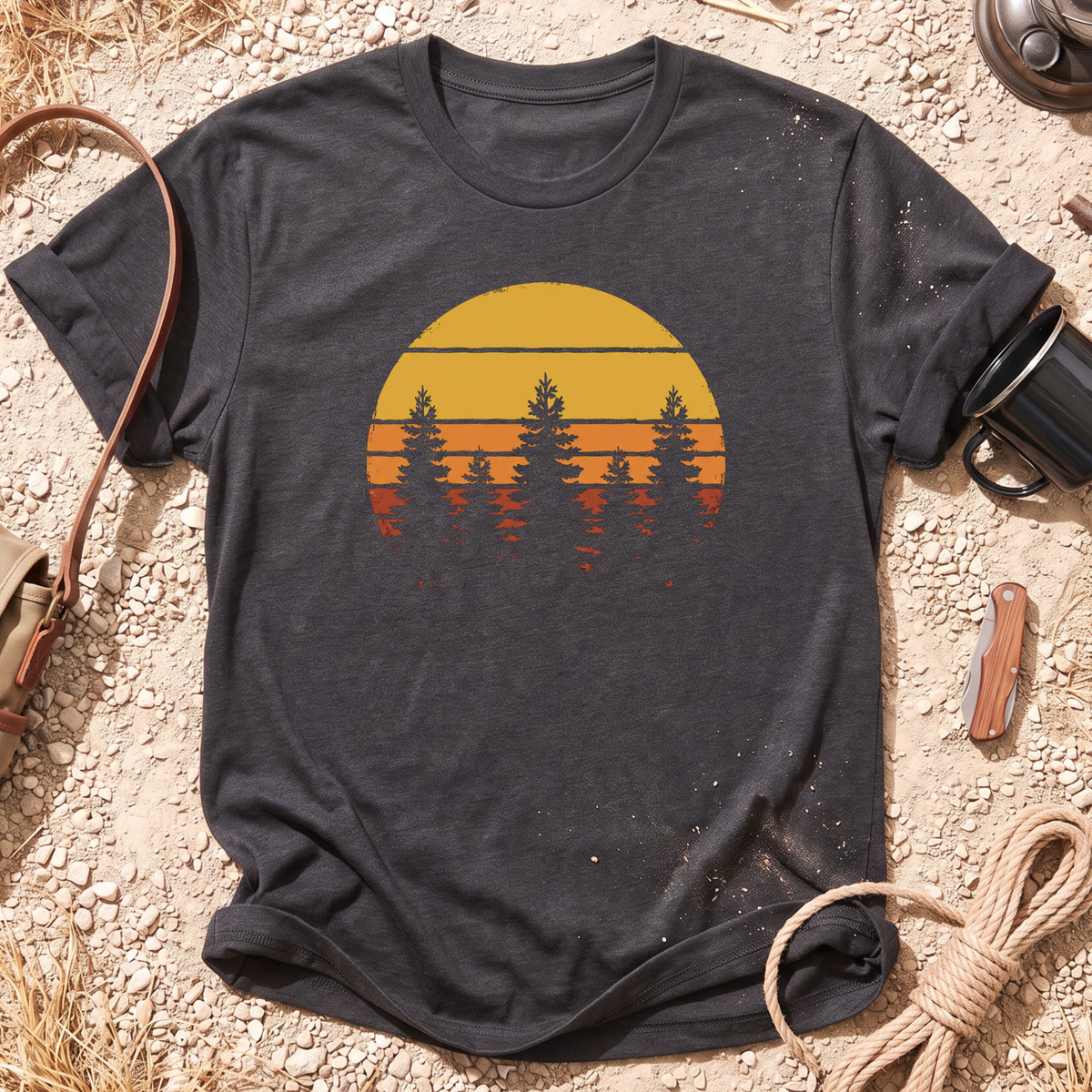 Vintage Tree Silhouette Camping T-Shirt