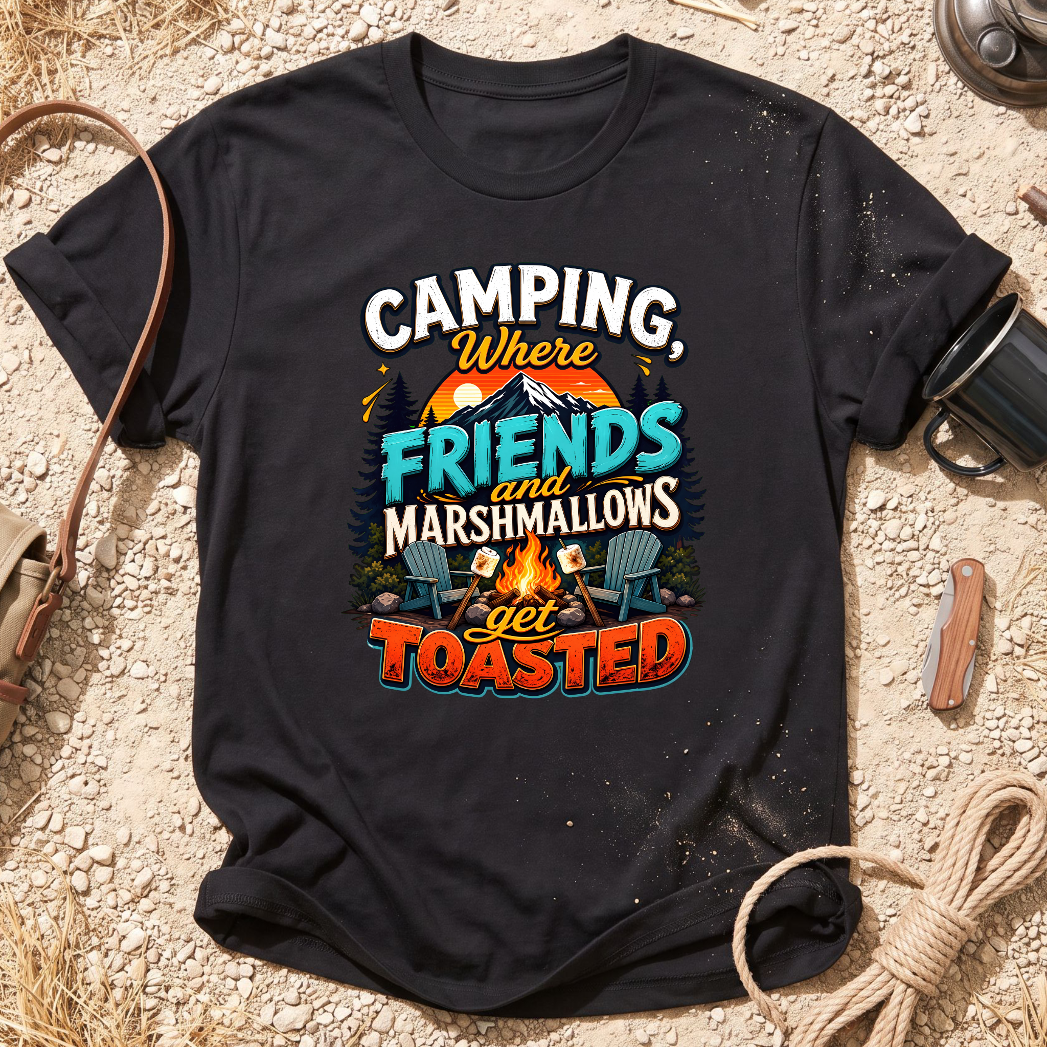 Camping, Where Friends and Marshmallows Get Toasted T-Shirt