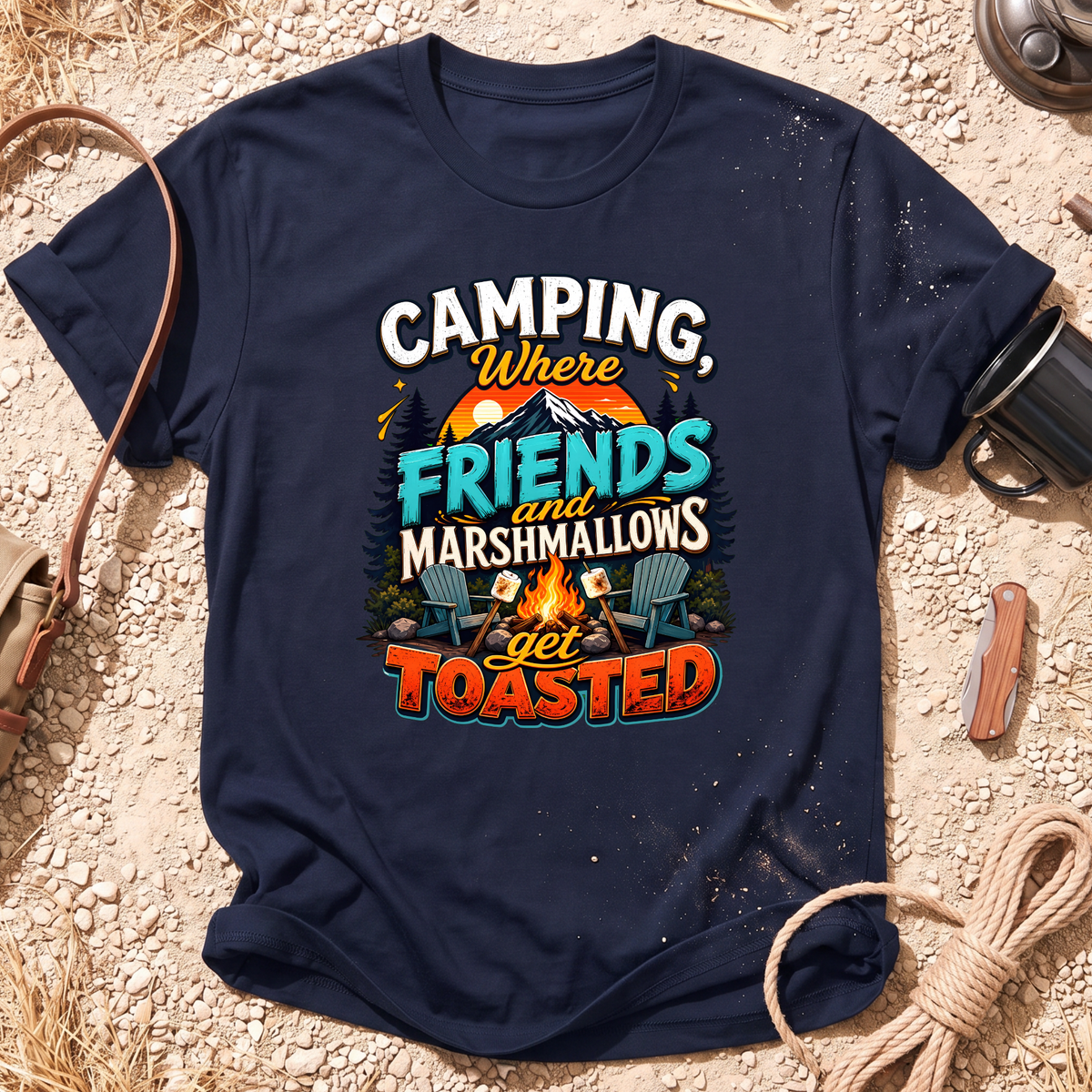 Camping, Where Friends and Marshmallows Get Toasted T-Shirt