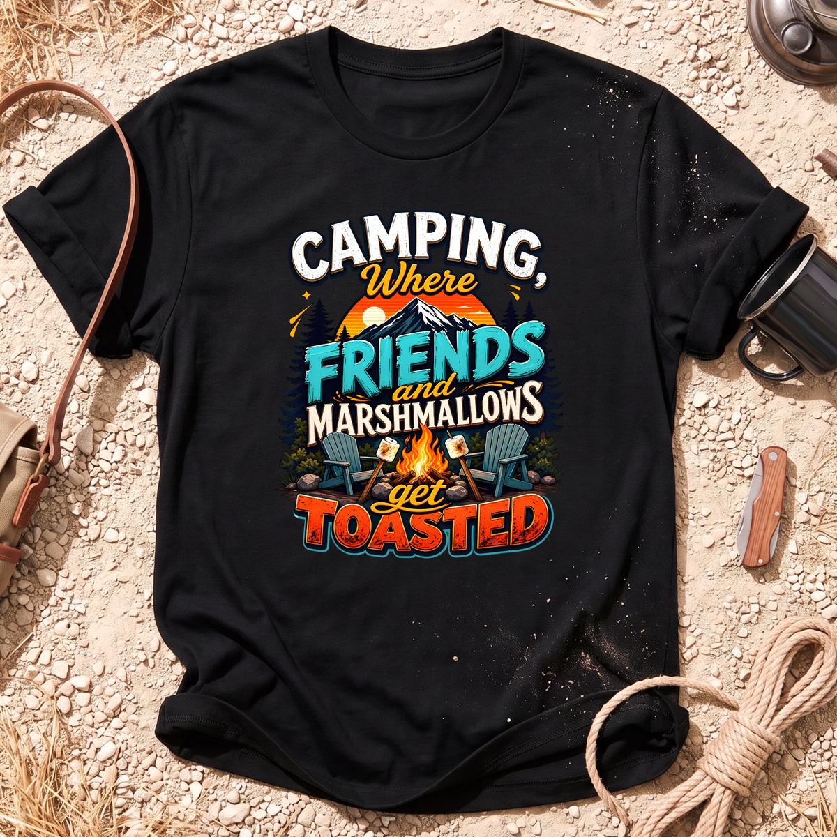 Camping, Where Friends and Marshmallows Get Toasted T-Shirt