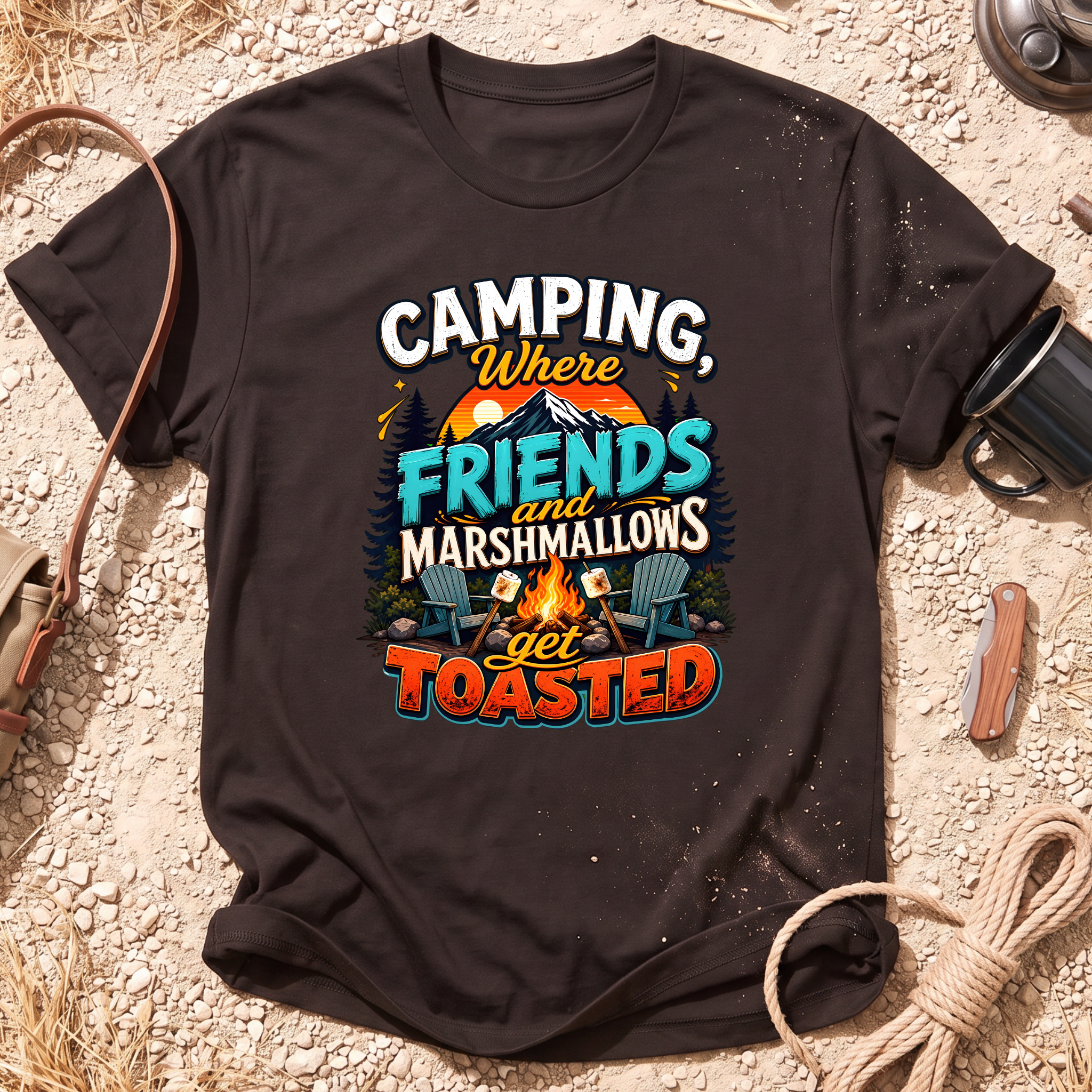 Camping, Where Friends and Marshmallows Get Toasted T-Shirt