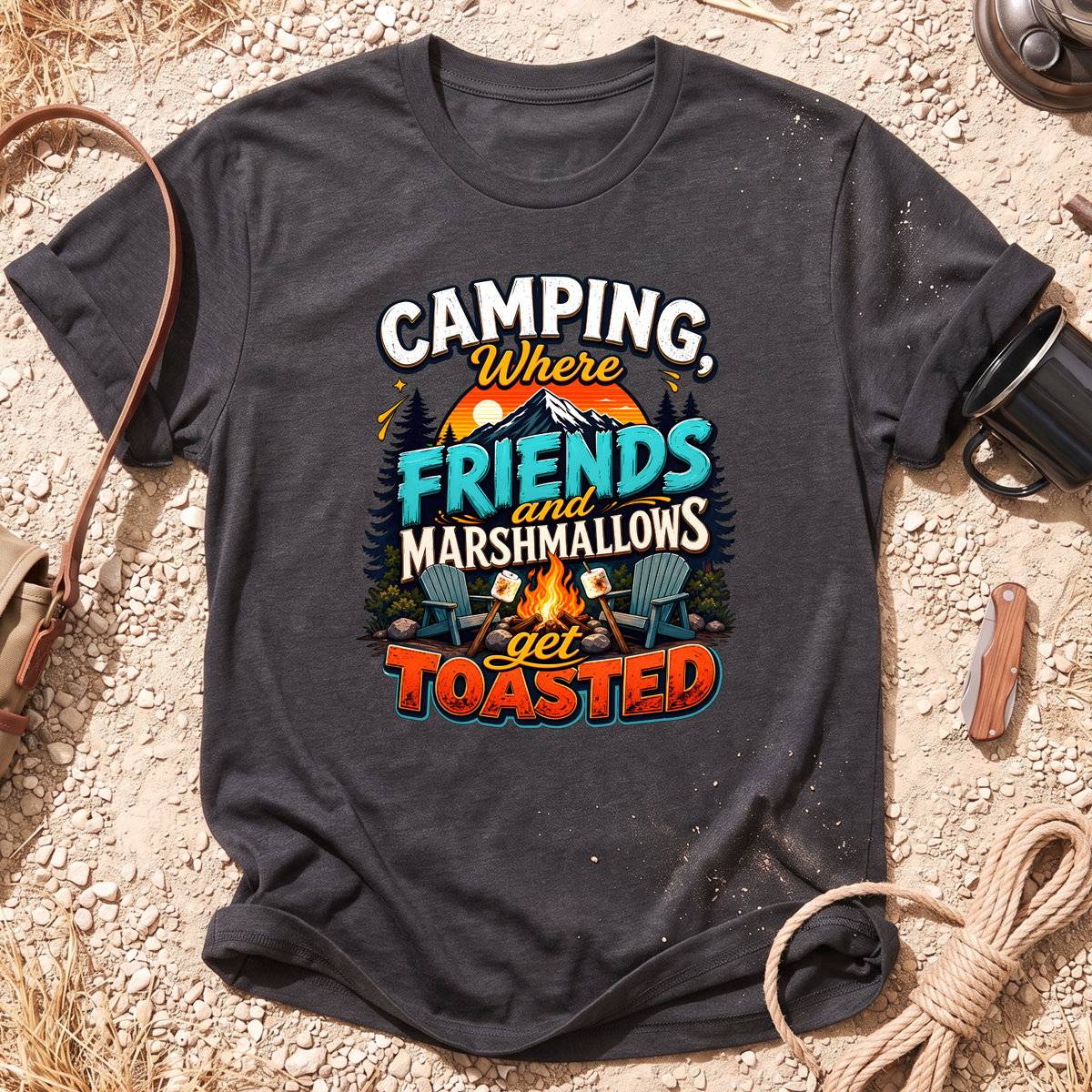 Camping, Where Friends and Marshmallows Get Toasted T-Shirt
