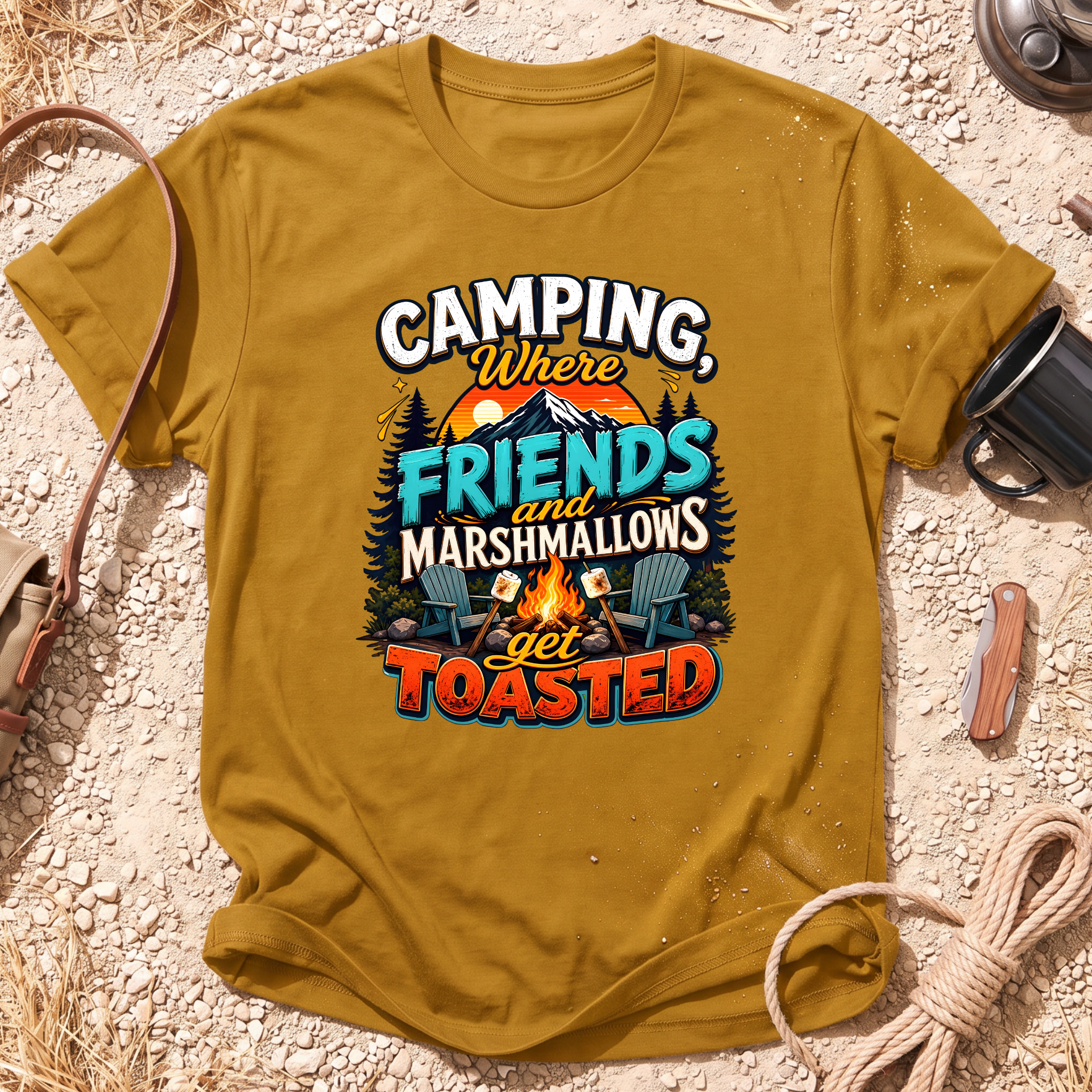Camping, Where Friends and Marshmallows Get Toasted T-Shirt