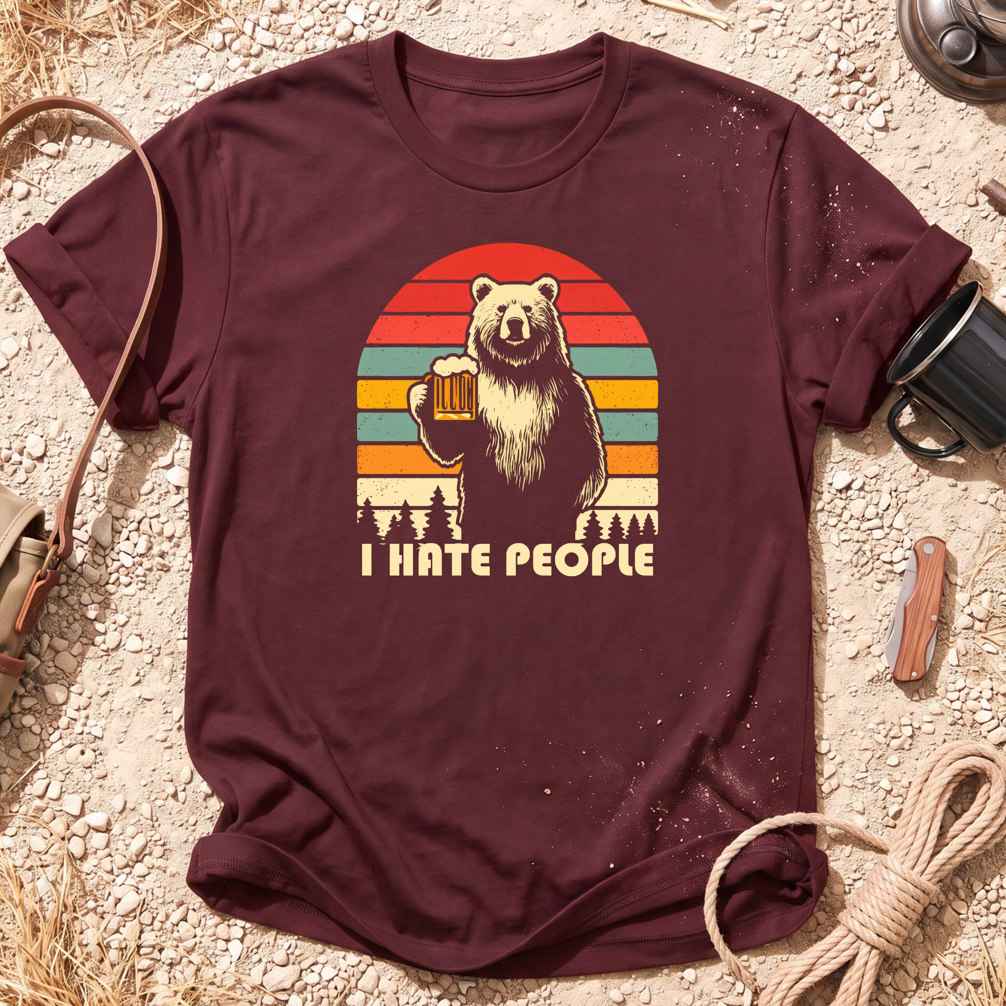 I Hate People Drinking Bear T-Shirt