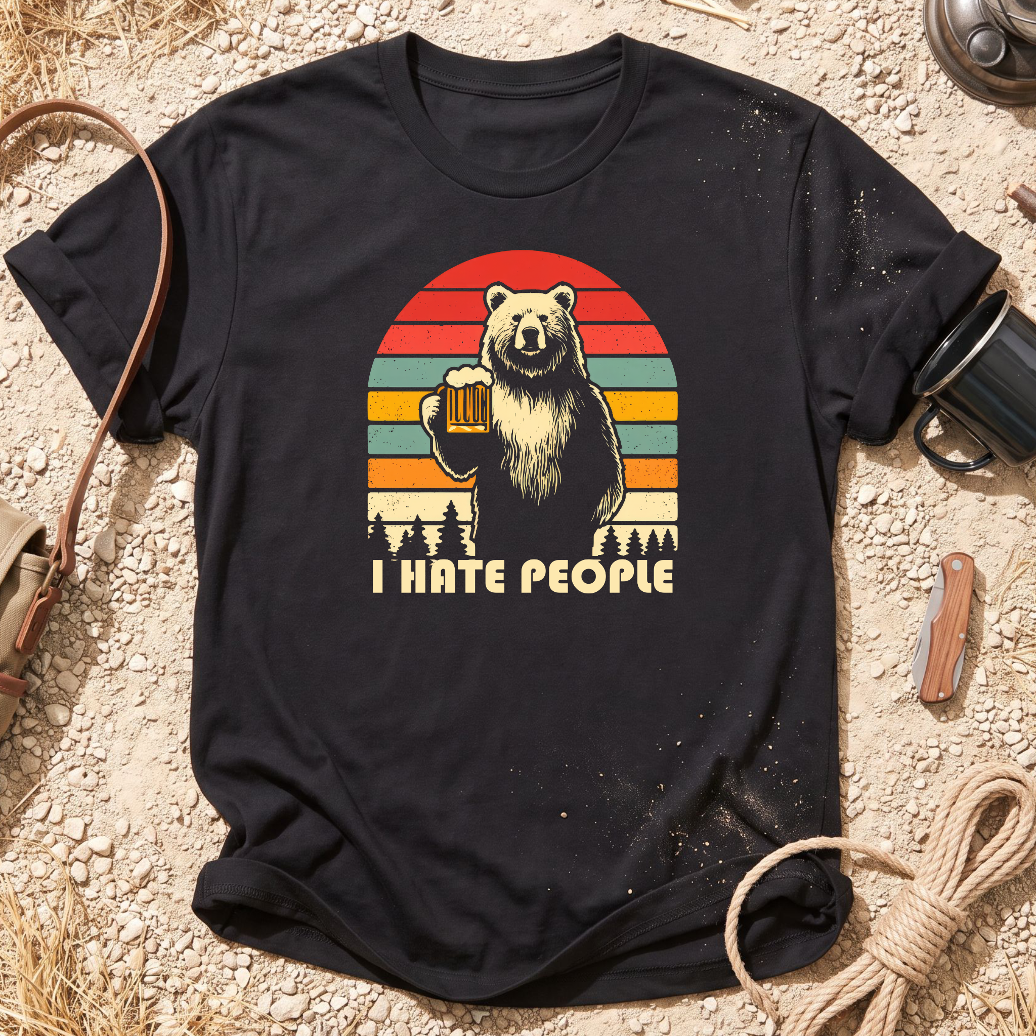 I Hate People Drinking Bear T-Shirt