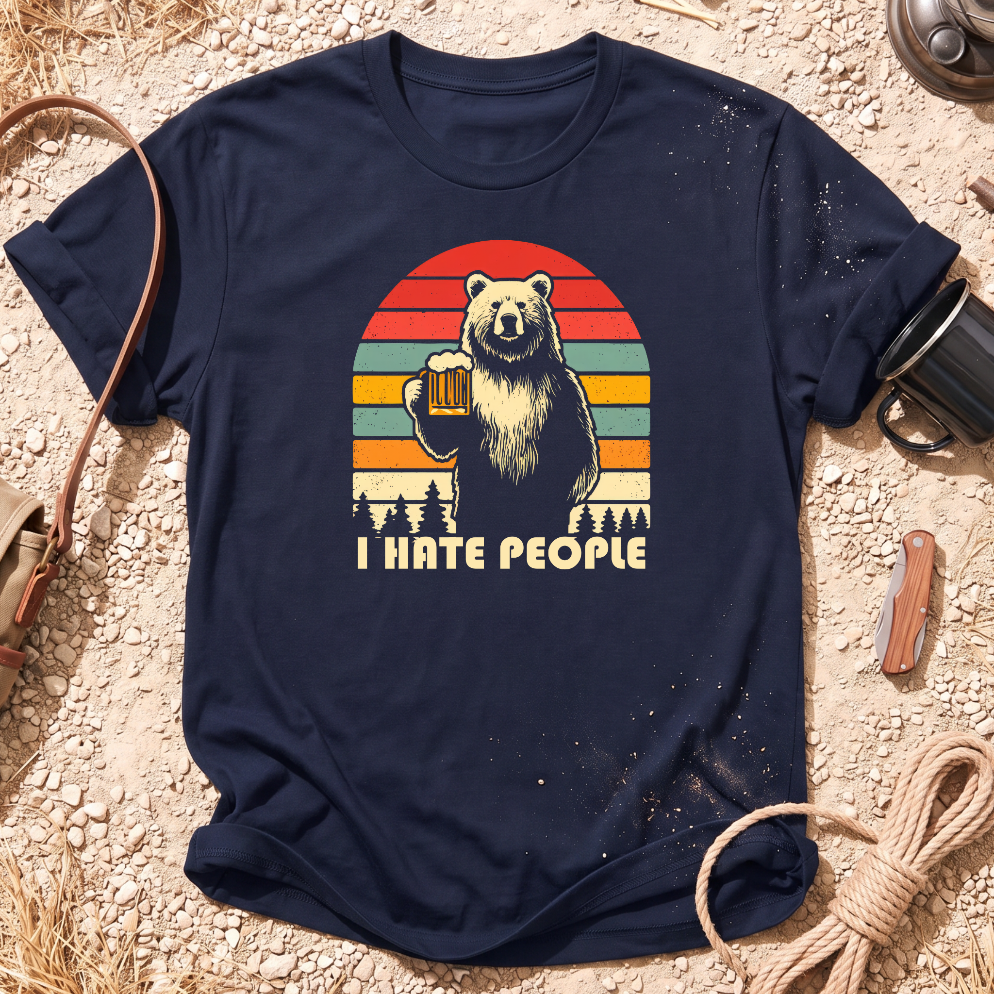 I Hate People Drinking Bear T-Shirt