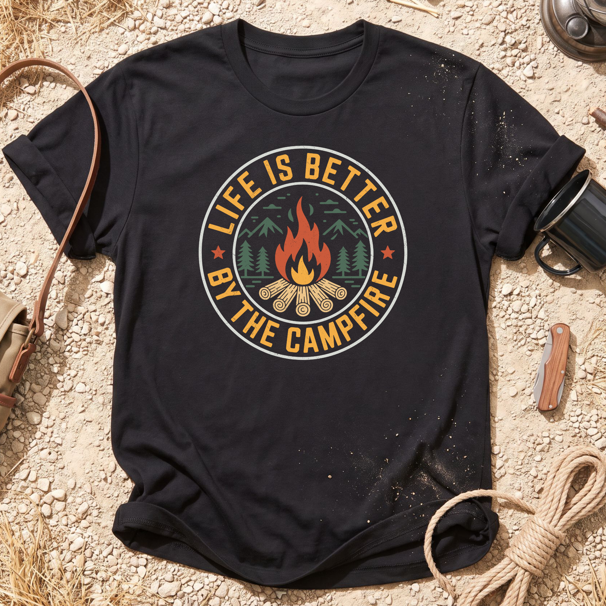 Life is Better By the Campfire Round T-Shirt