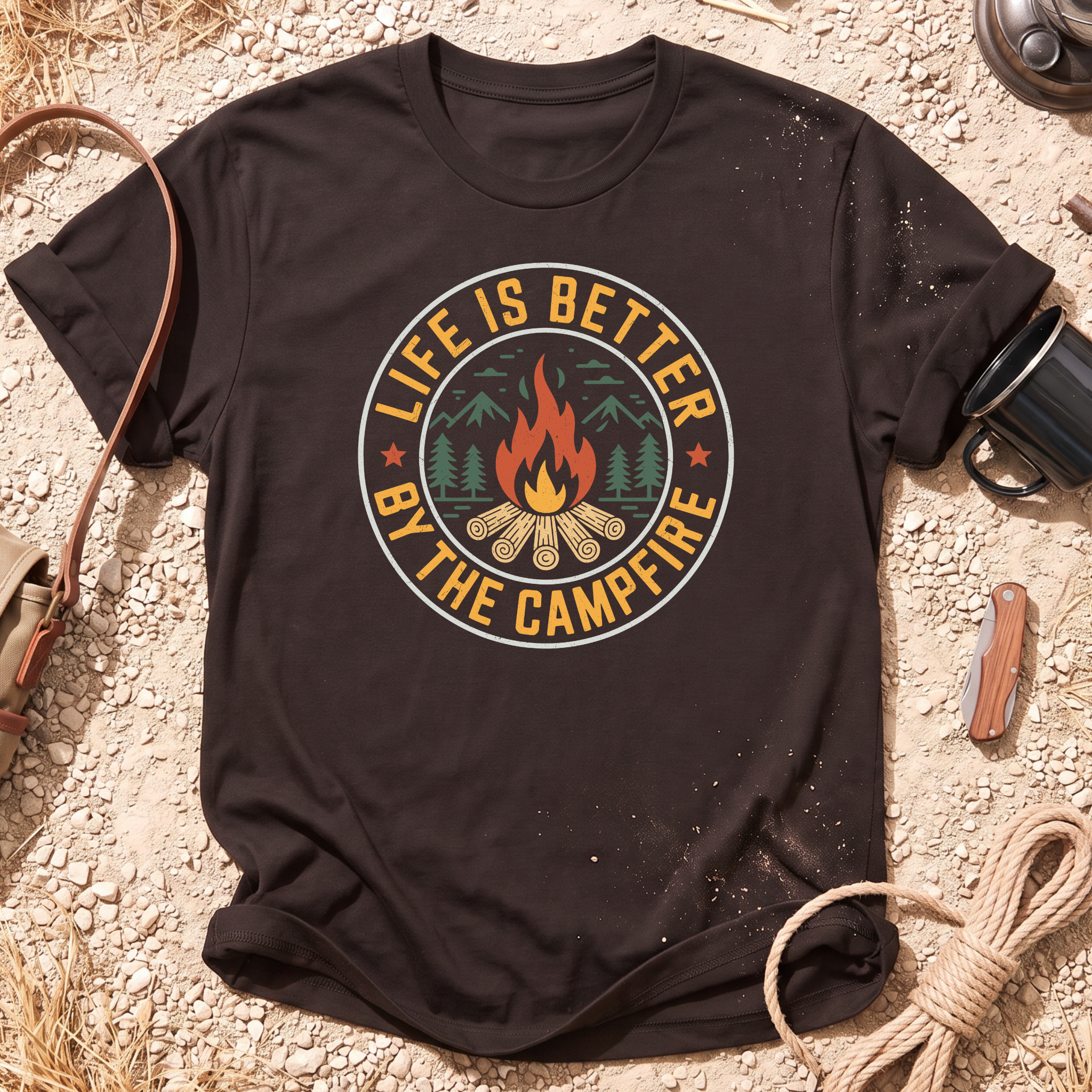 Life is Better By the Campfire Round T-Shirt
