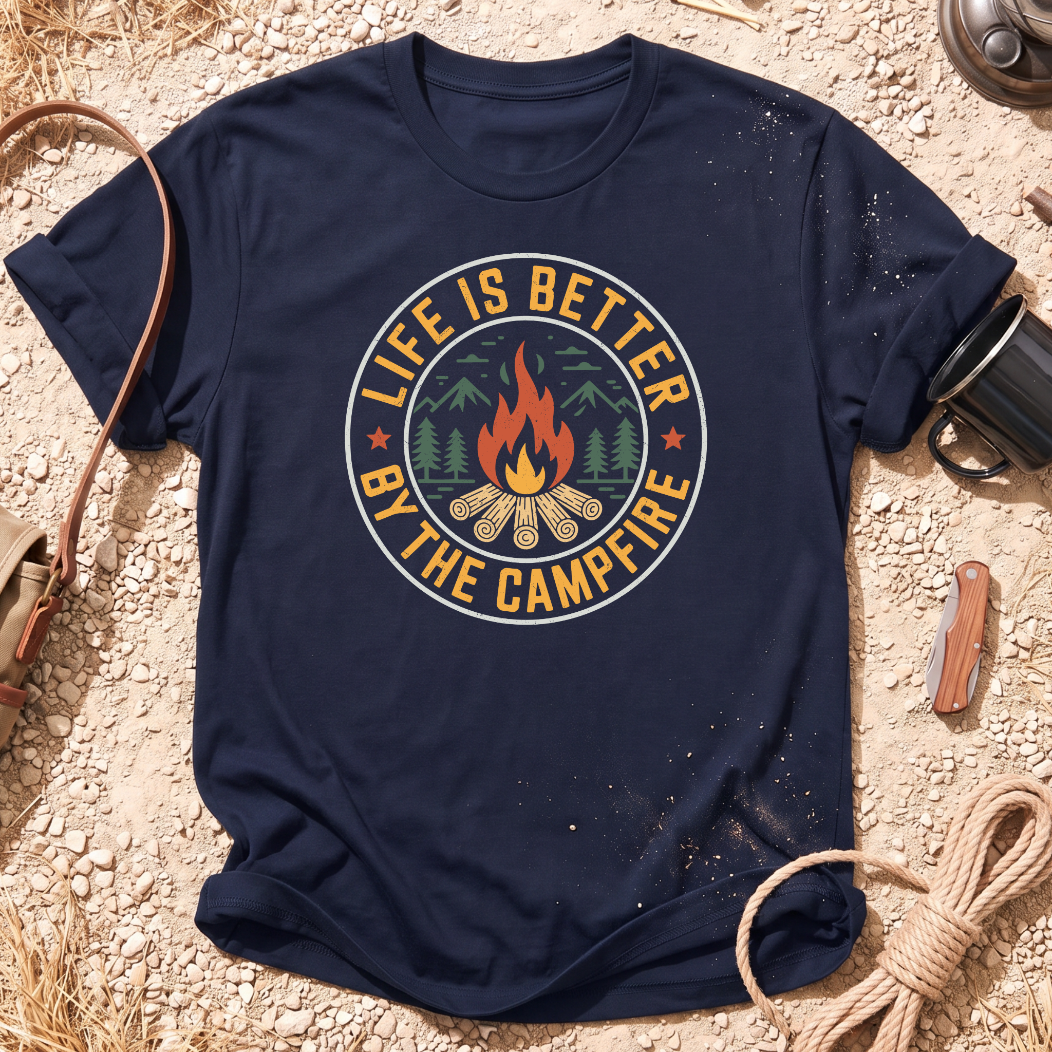 Life is Better By the Campfire Round T-Shirt