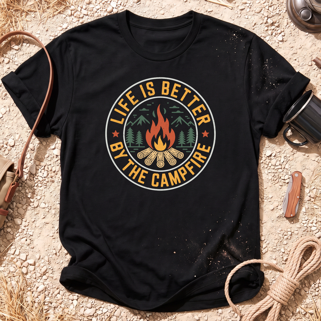 Life is Better By the Campfire Round T-Shirt