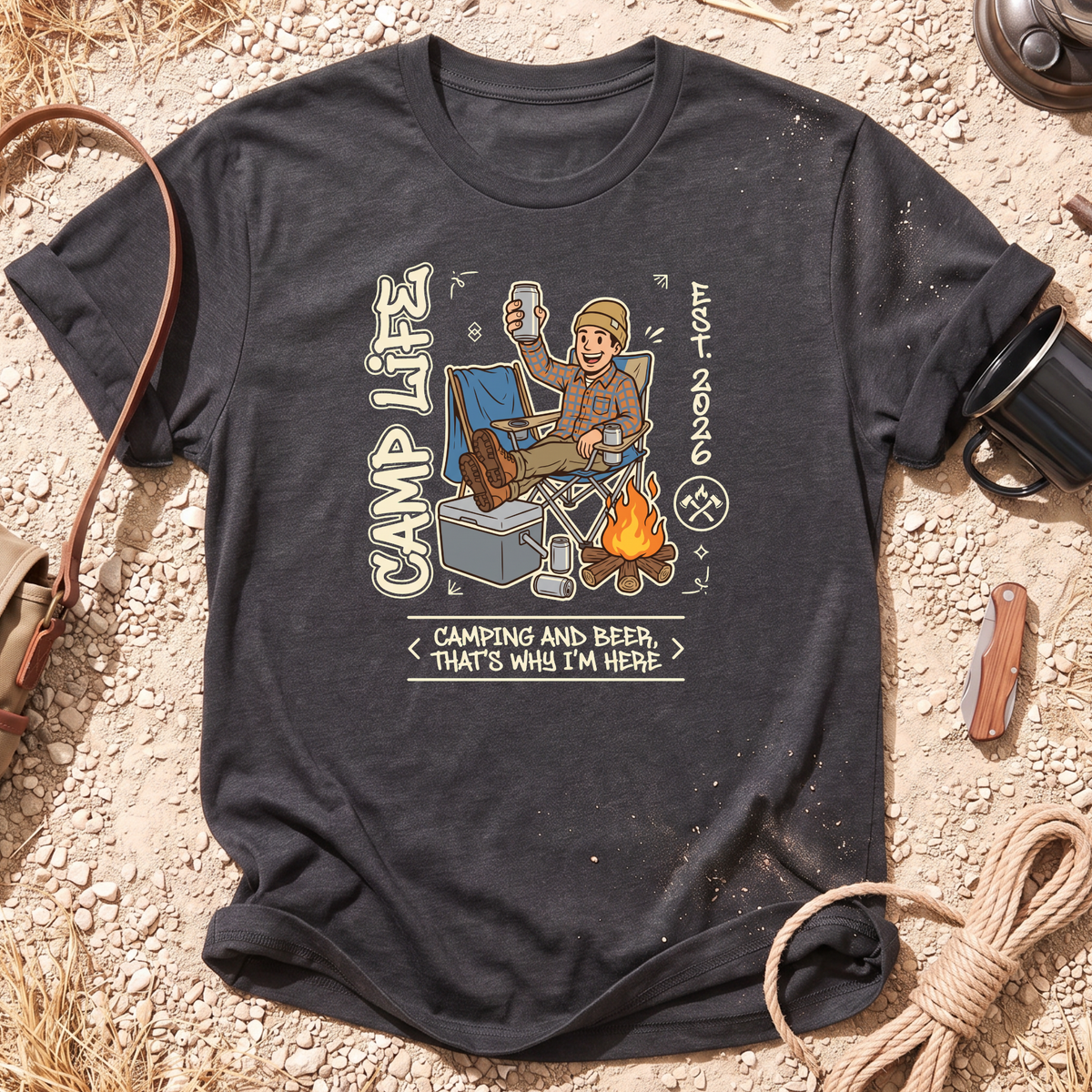 Camping and Beer Graphic T-Shirt