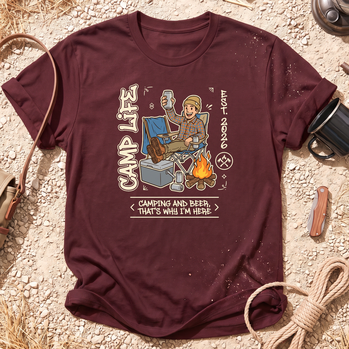 Camping and Beer Graphic T-Shirt
