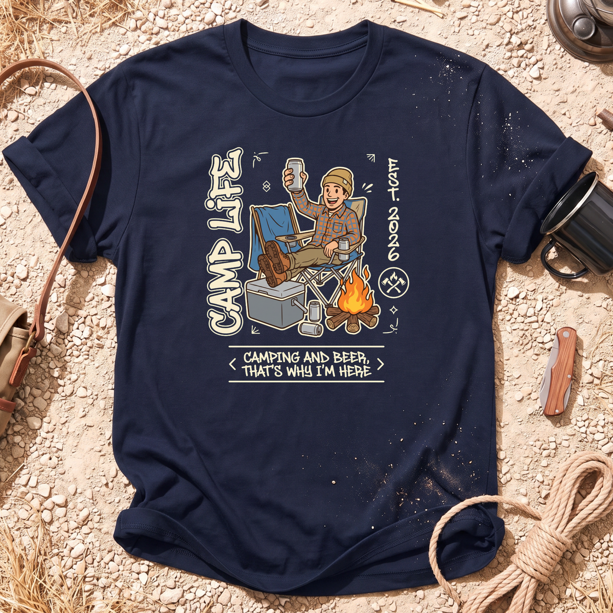 Camping and Beer Graphic T-Shirt