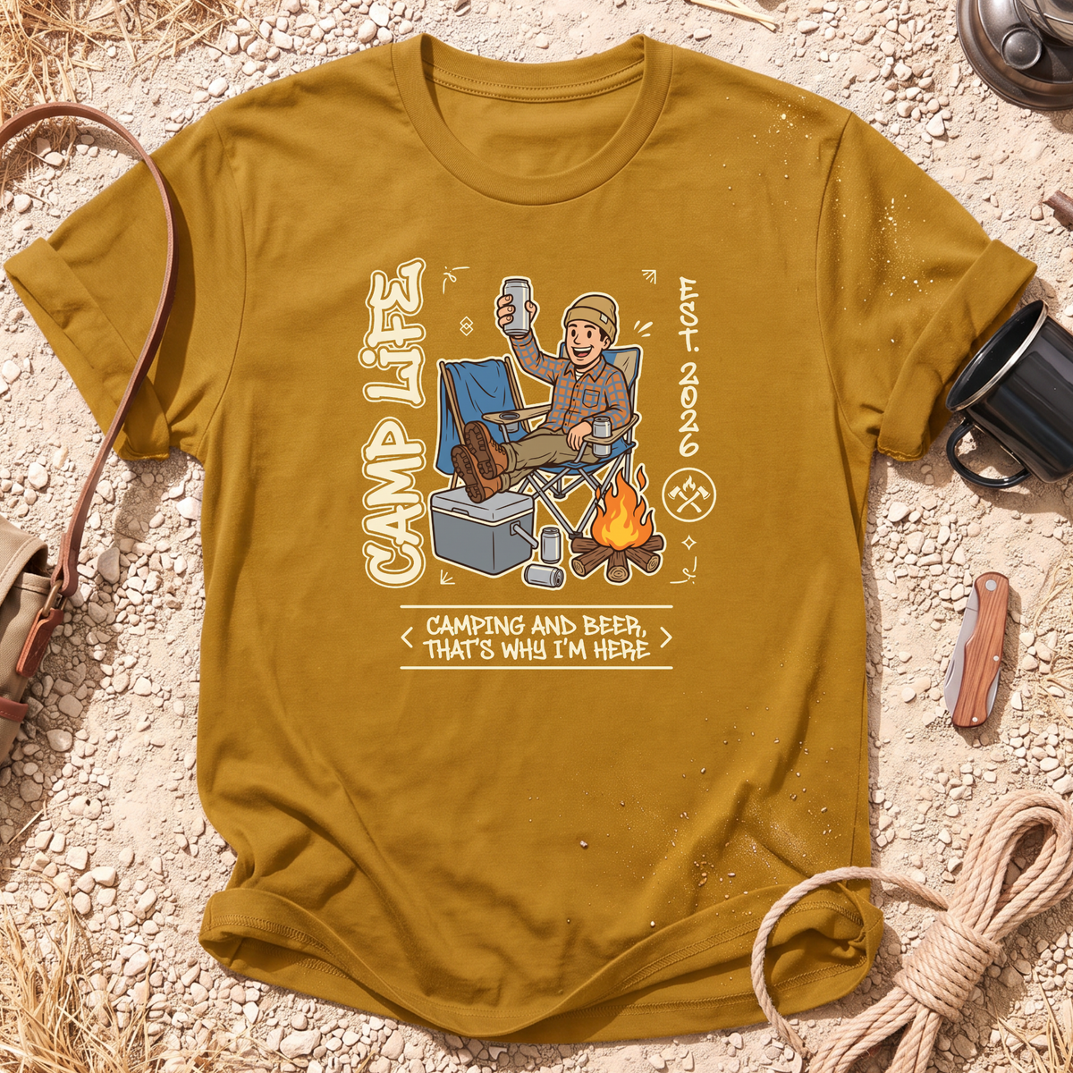 Camping and Beer Graphic T-Shirt