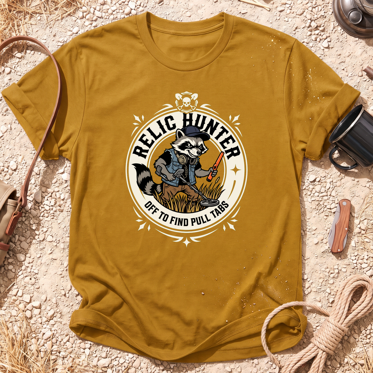 Pull Tab Raccoon Graphic T-Shirt