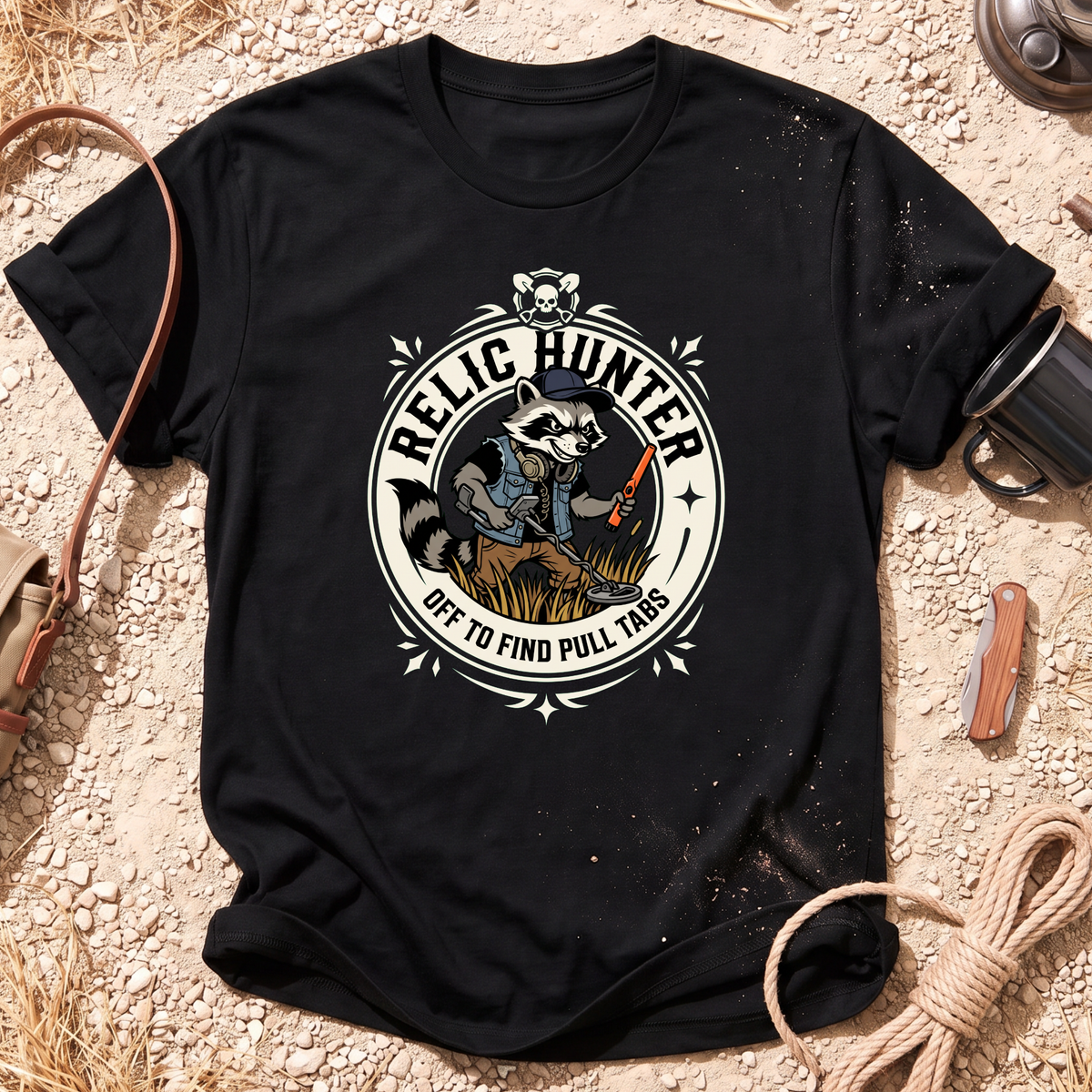 Pull Tab Raccoon Graphic T-Shirt