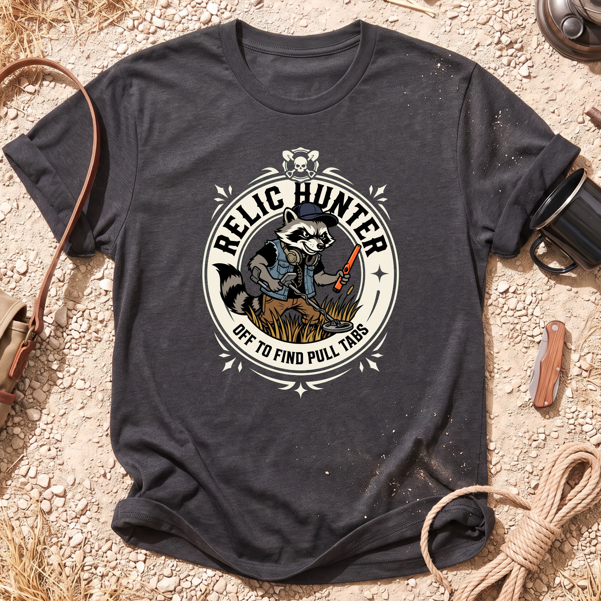 Pull Tab Raccoon Graphic T-Shirt
