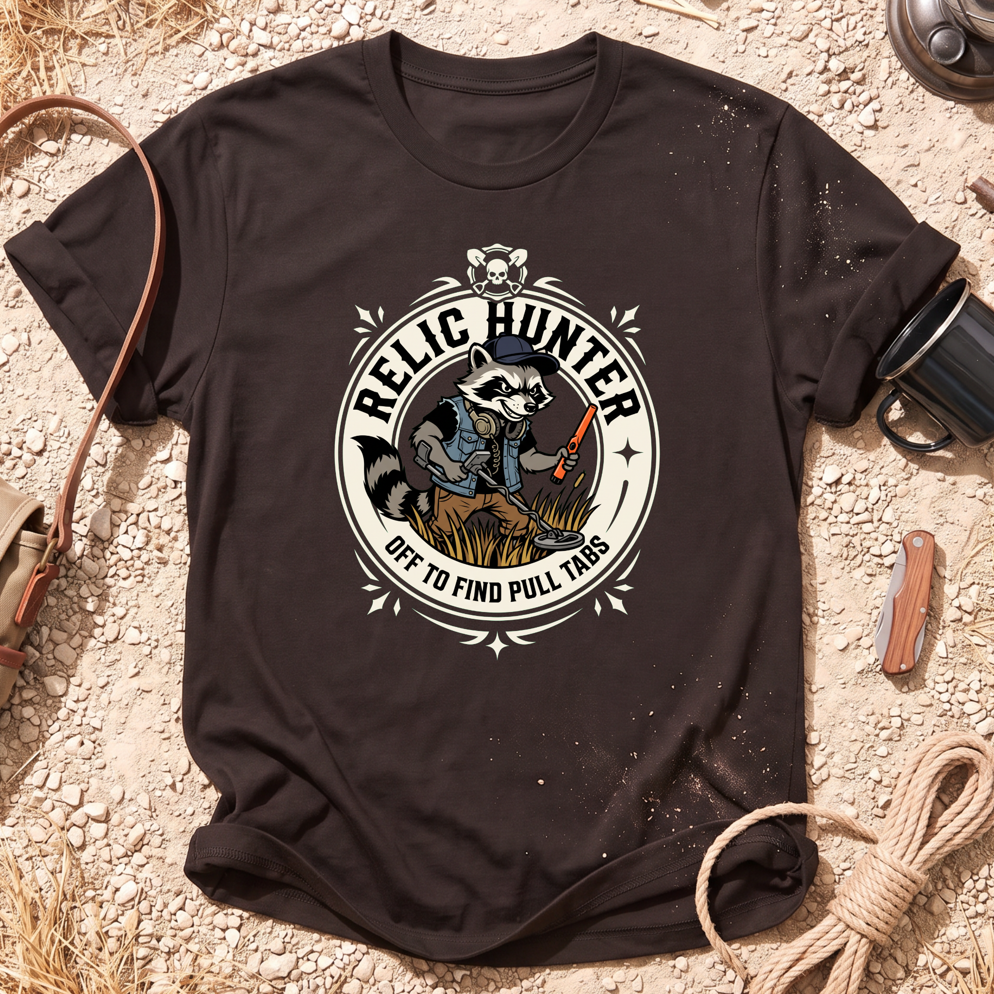 Pull Tab Raccoon Graphic T-Shirt
