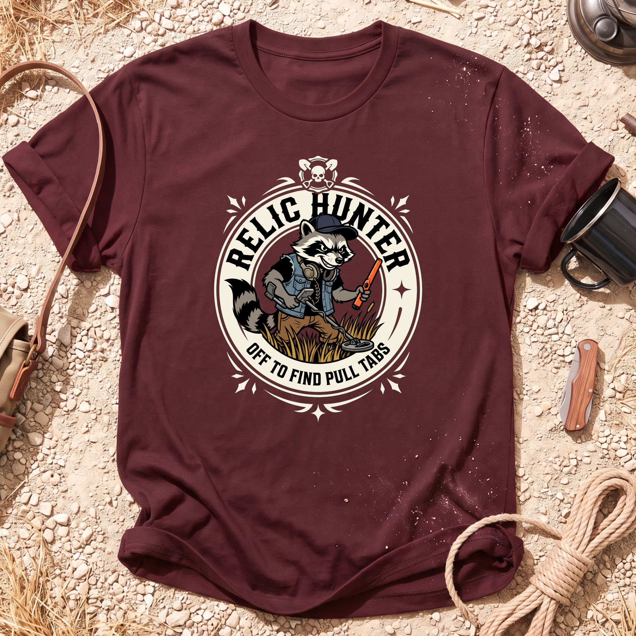 Pull Tab Raccoon Graphic T-Shirt