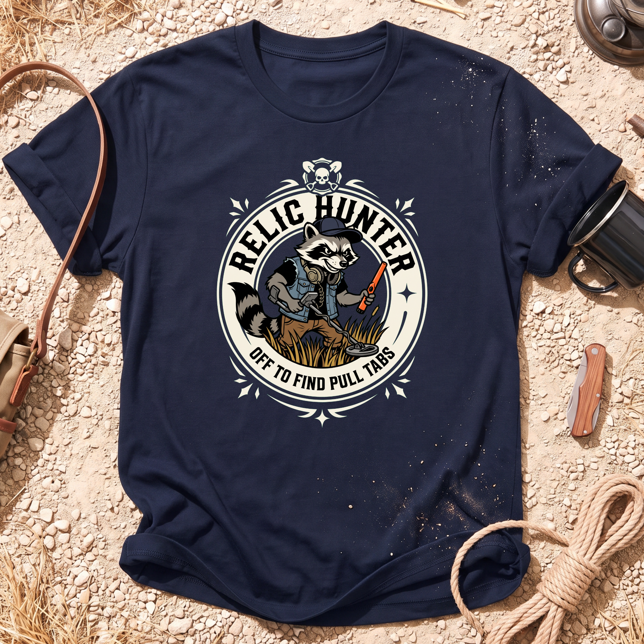 Pull Tab Raccoon Graphic T-Shirt