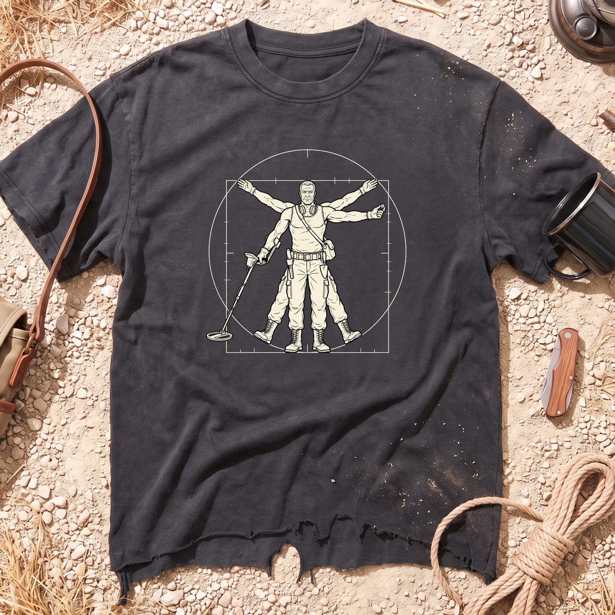 Vitruvian Detectorist Torn Hem T-Shirt