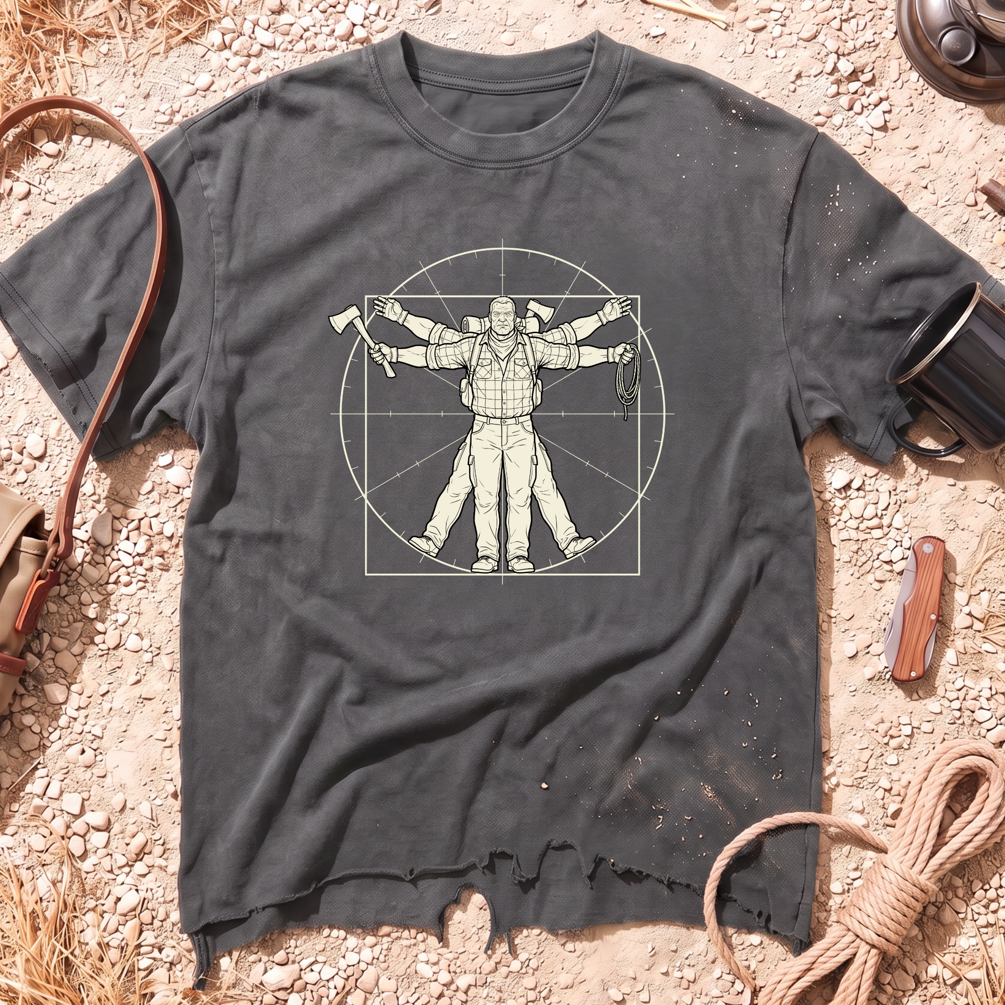 Vitruvian Camper Torn Hem T-Shirt