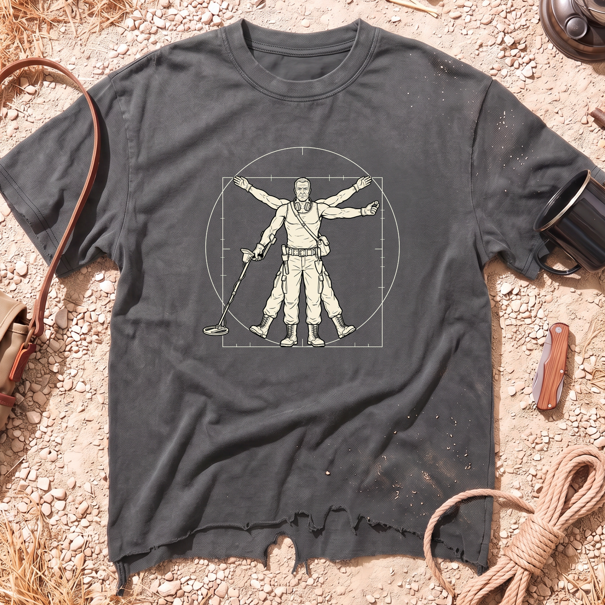 Vitruvian Detectorist Torn Hem T-Shirt