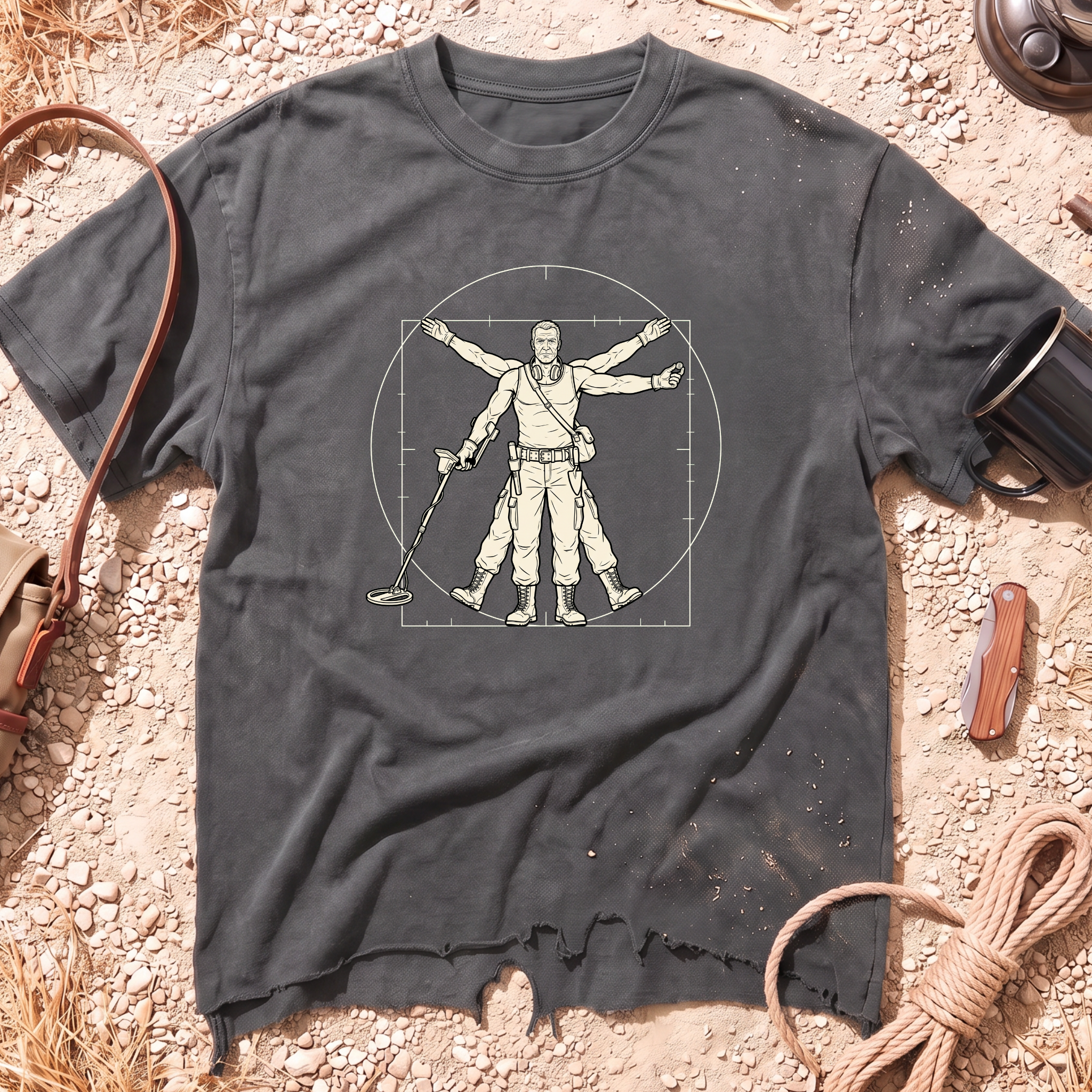 Vitruvian Detectorist Torn Hem T-Shirt
